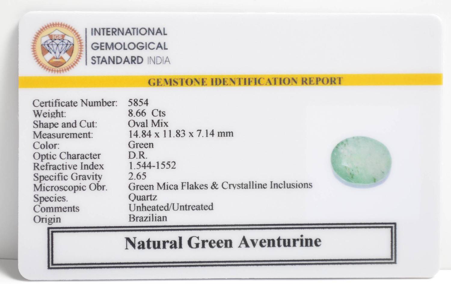 GREEN AVENTURINE 8.66 Ct. 3 GAT78 2 1 GREEN AVENTURINE 8.66 Ct.