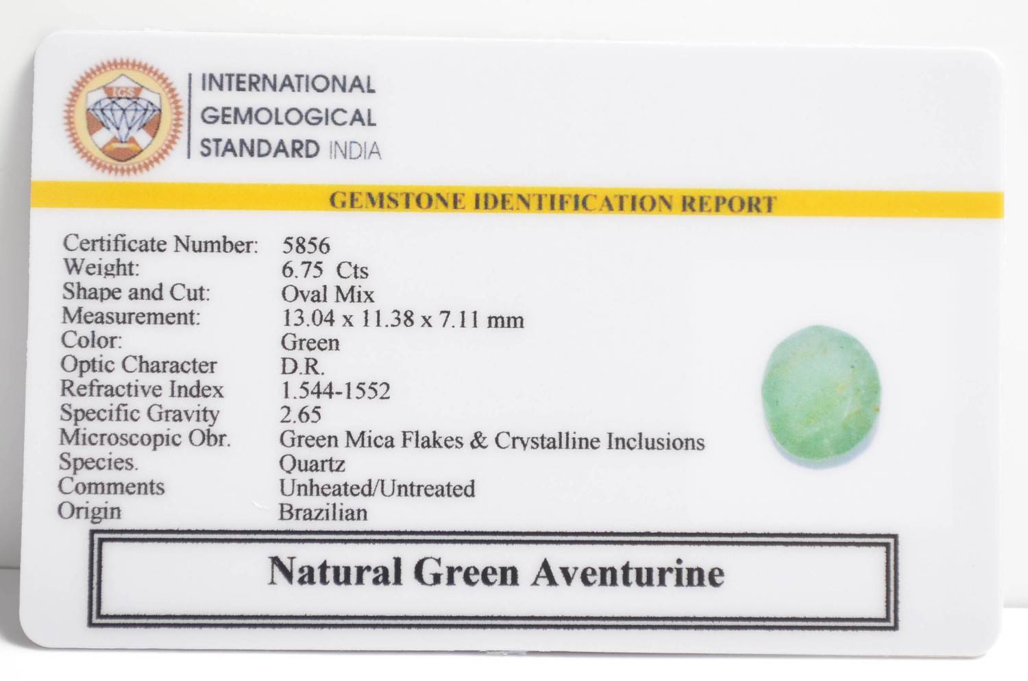 GAT80 2 1 GREEN AVENTURINE 6.75 Ct.