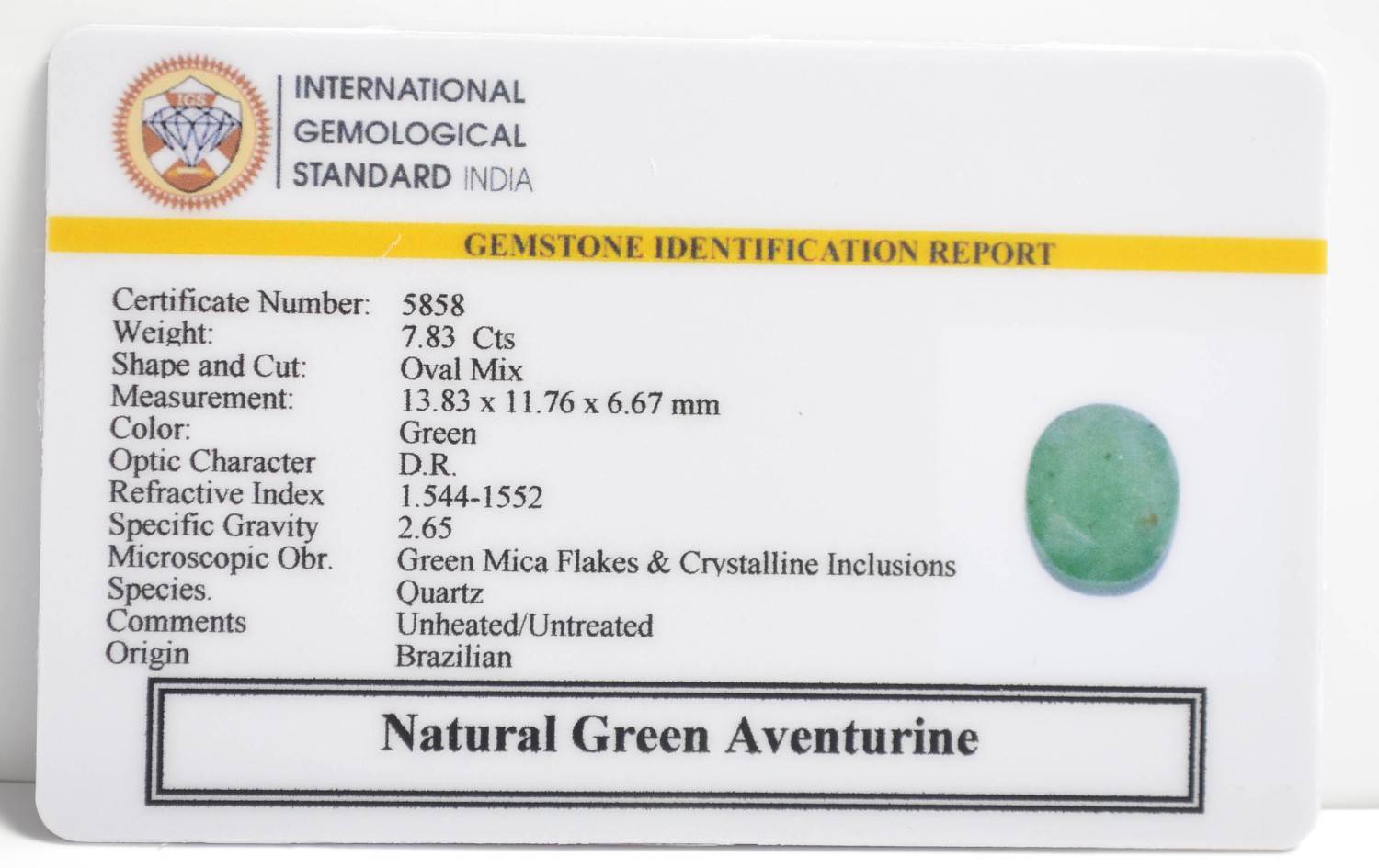GAT82 2 1 GREEN AVENTURINE 7.83 Ct.