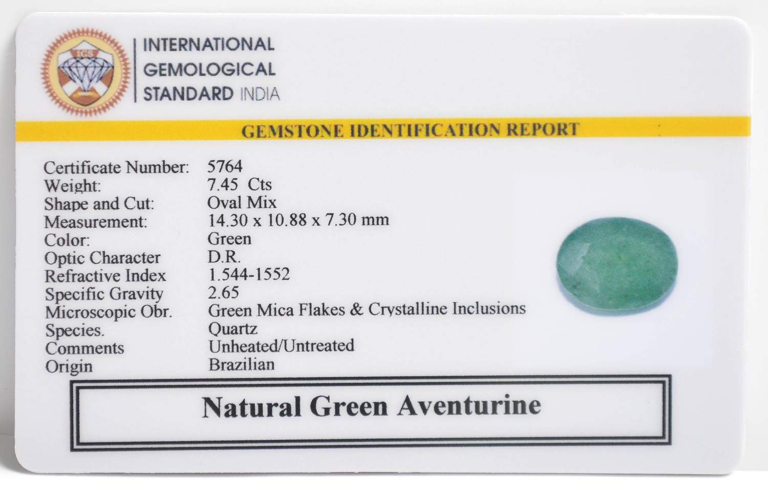 GAT84 2 1 GREEN AVENTURINE 7.45 Ct.
