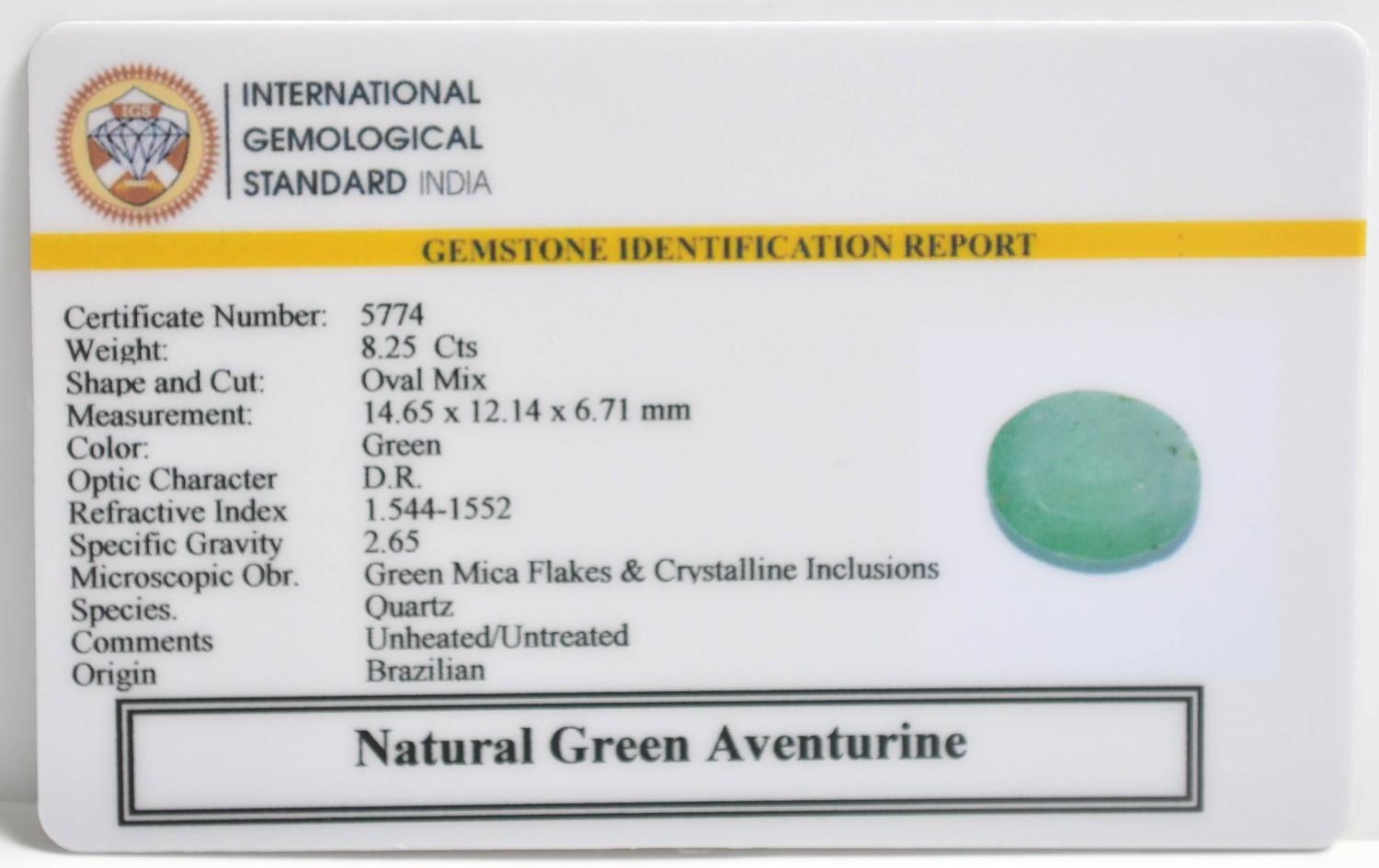 GREEN AVENTURINE 8.25 Ct. 3 GAT91 2 1 GREEN AVENTURINE 8.25 Ct.