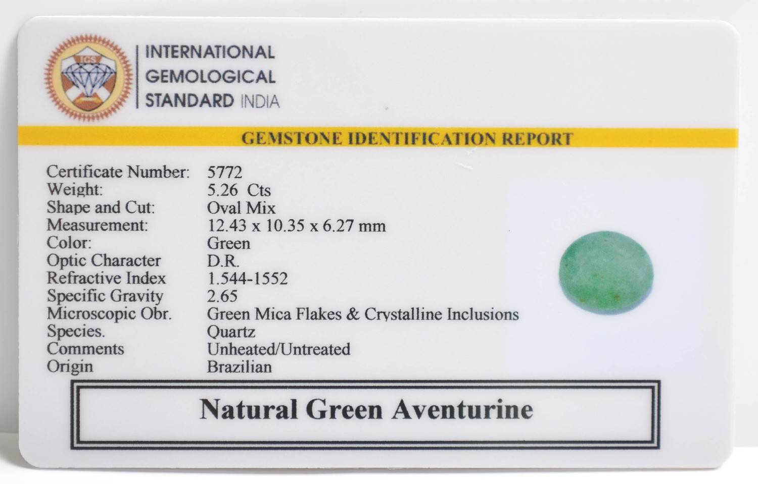 GATG3 2 1 GREEN AVENTURINE 5.26 Ct.