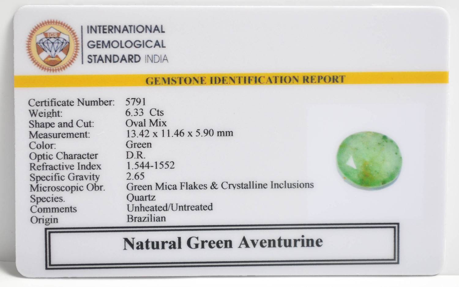 GATG8 2 1 GREEN AVENTURINE 6.33 Ct.