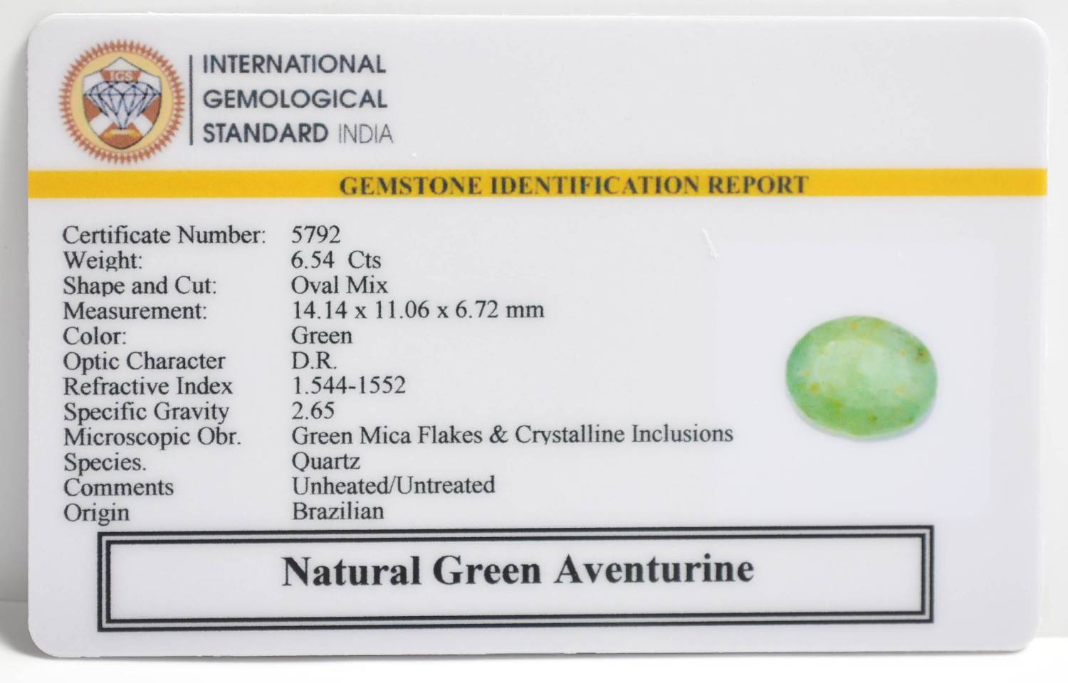 GATG9 2 1 GREEN AVENTURINE 6.54 Ct.