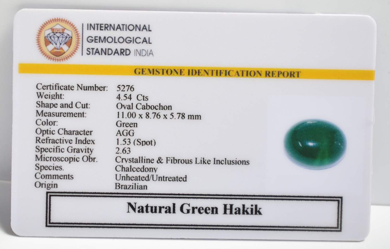 GHK11 2 1 GREEN HAKIK 4.54 Ct.