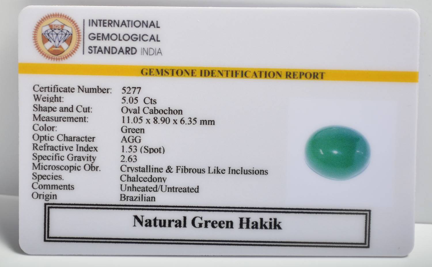 GHK12 2 1 GREEN HAKIK 5.05 Ct.