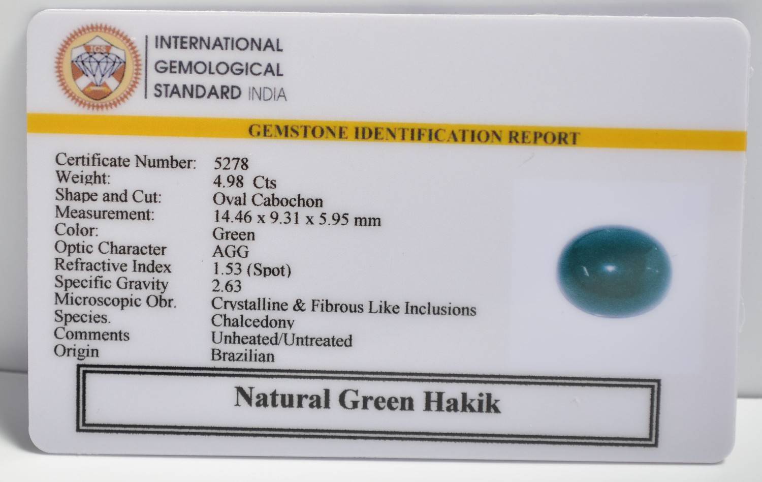 GHK13 2 1 GREEN HAKIK 4.98 Ct.