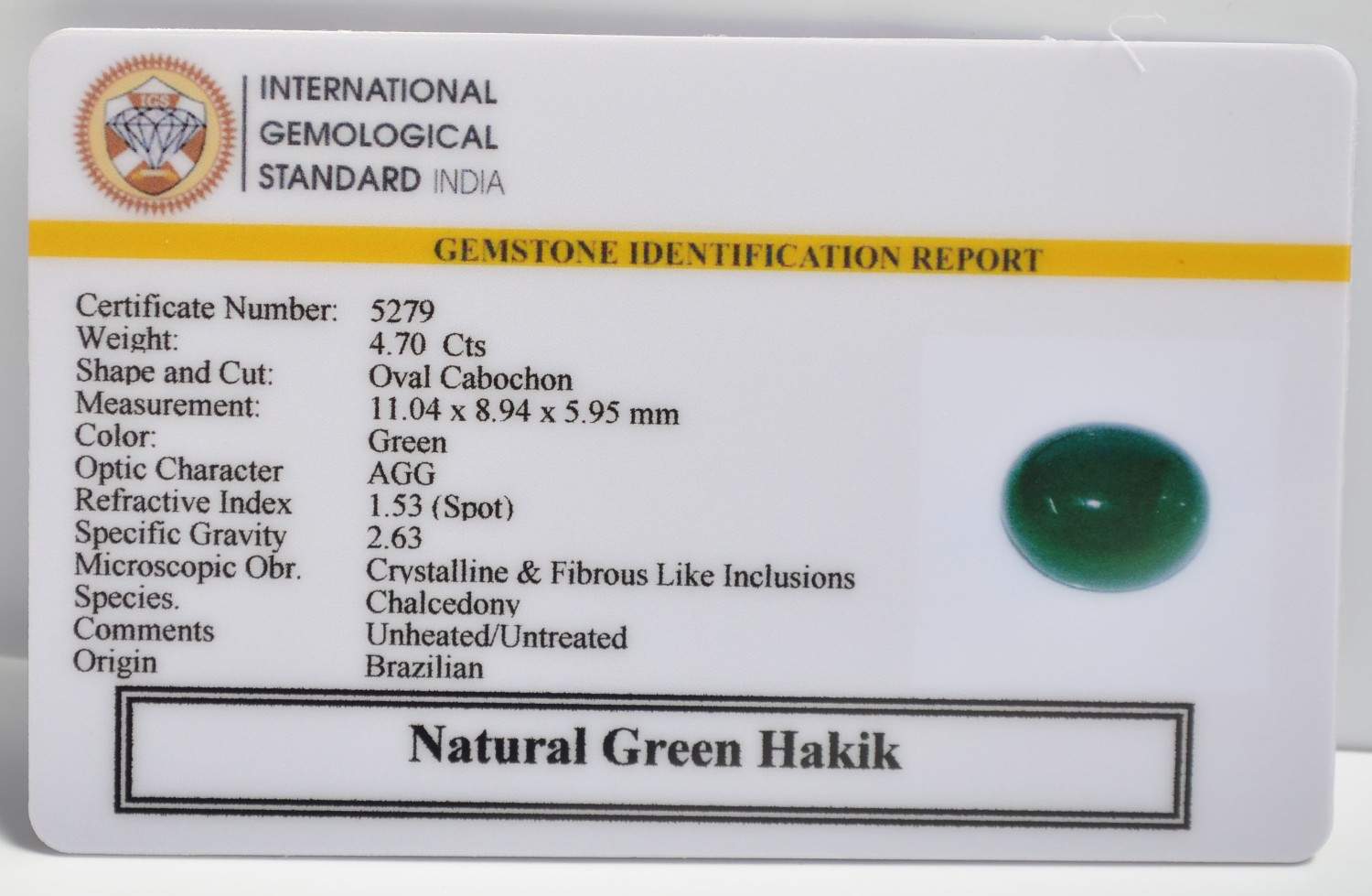 GHK14 2 1 GREEN HAKIK 4.7 Ct.