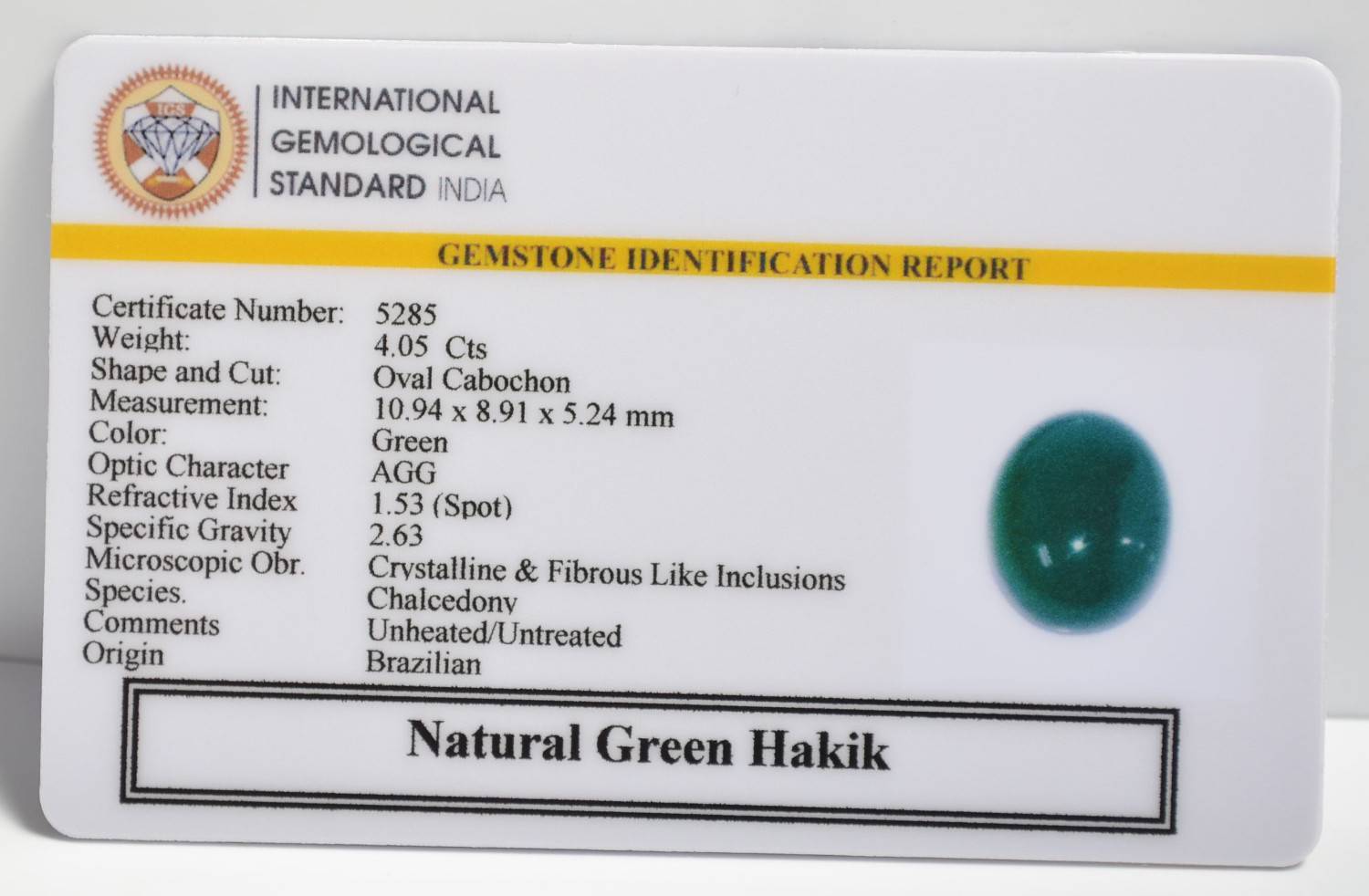 GHK18 2 1 GREEN HAKIK 4.05 Ct.