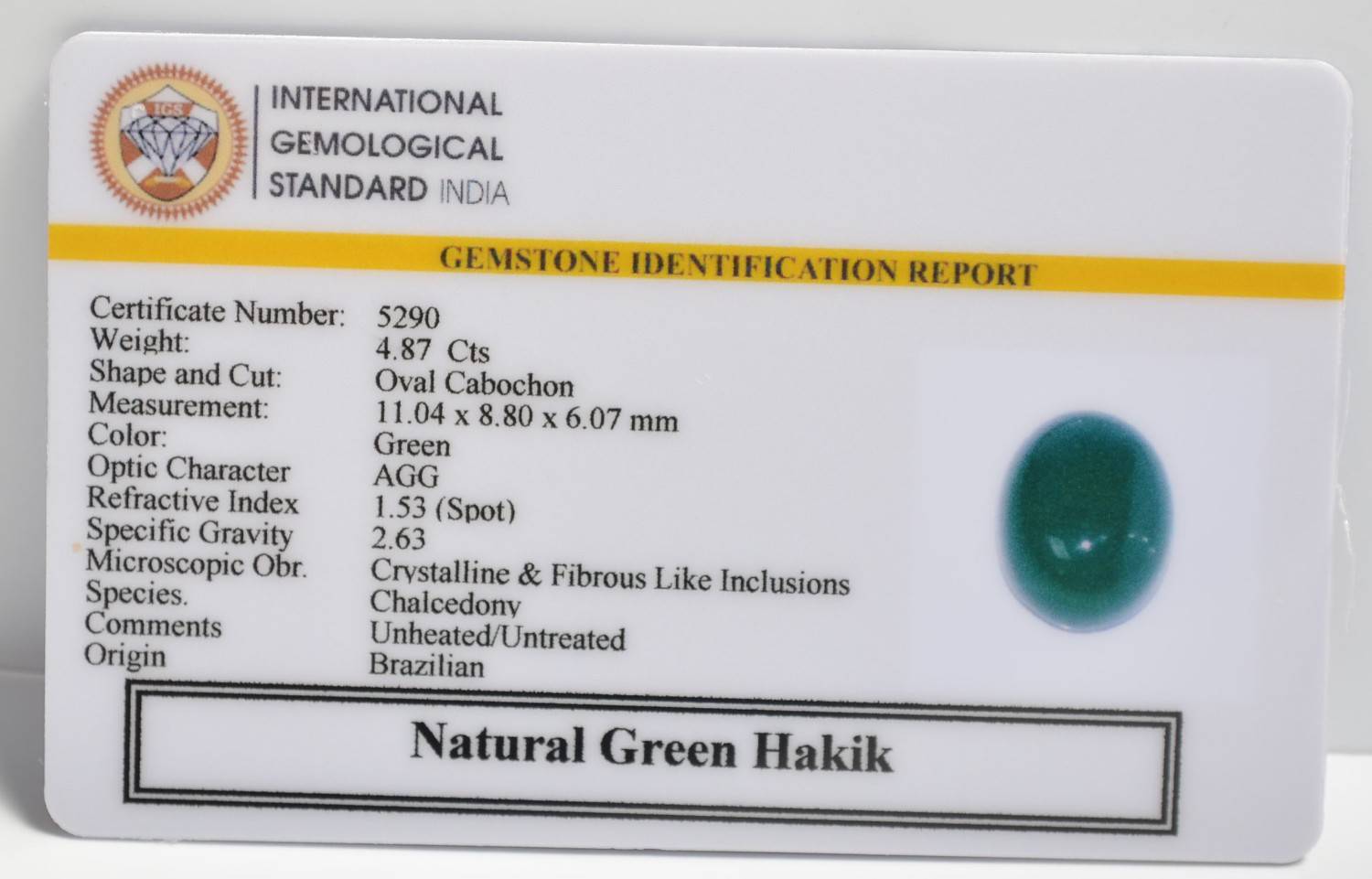 GREEN HAKIK 4.87 Ct. 3 GHK21 2 1 GREEN HAKIK 4.87 Ct.