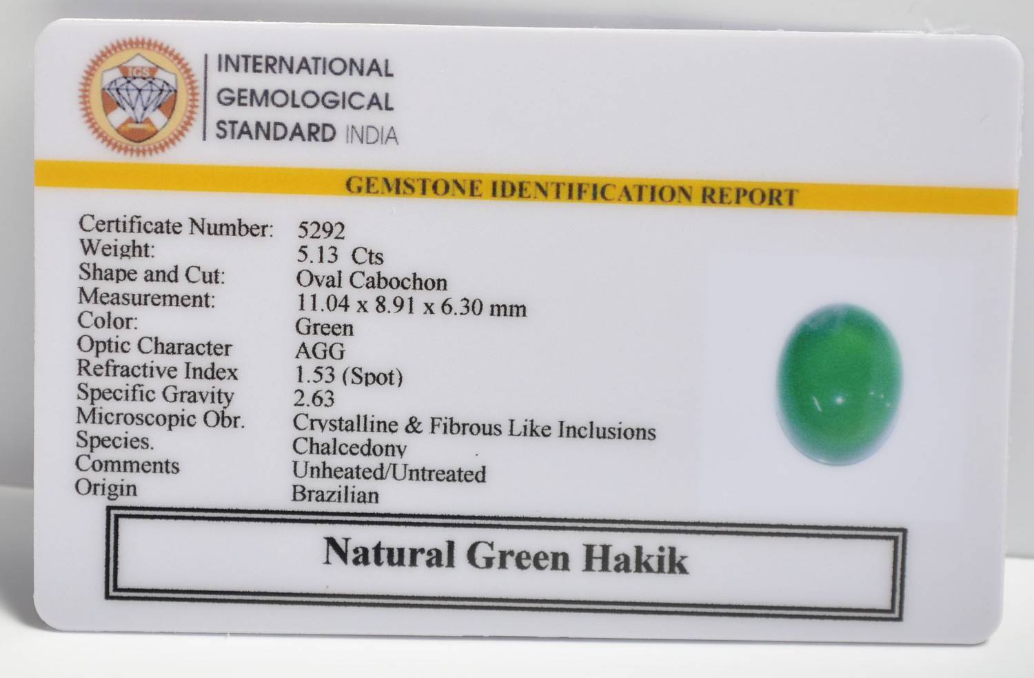 GHK23 2 1 GREEN HAKIK 5.13 Ct.