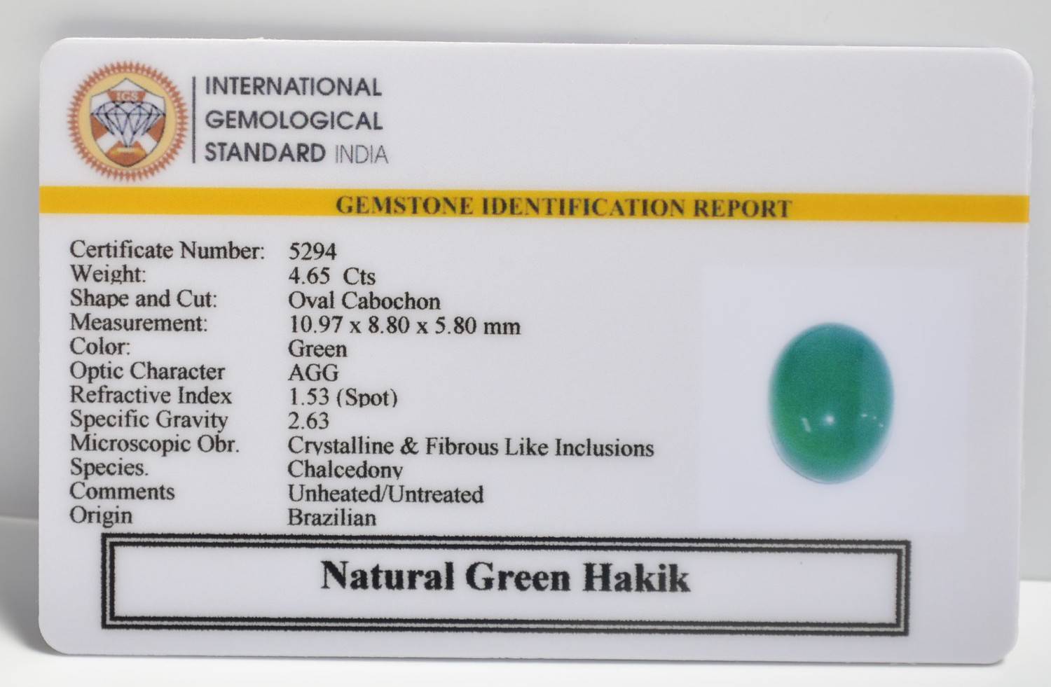 GHK24 2 1 GREEN HAKIK 4.65 Ct.