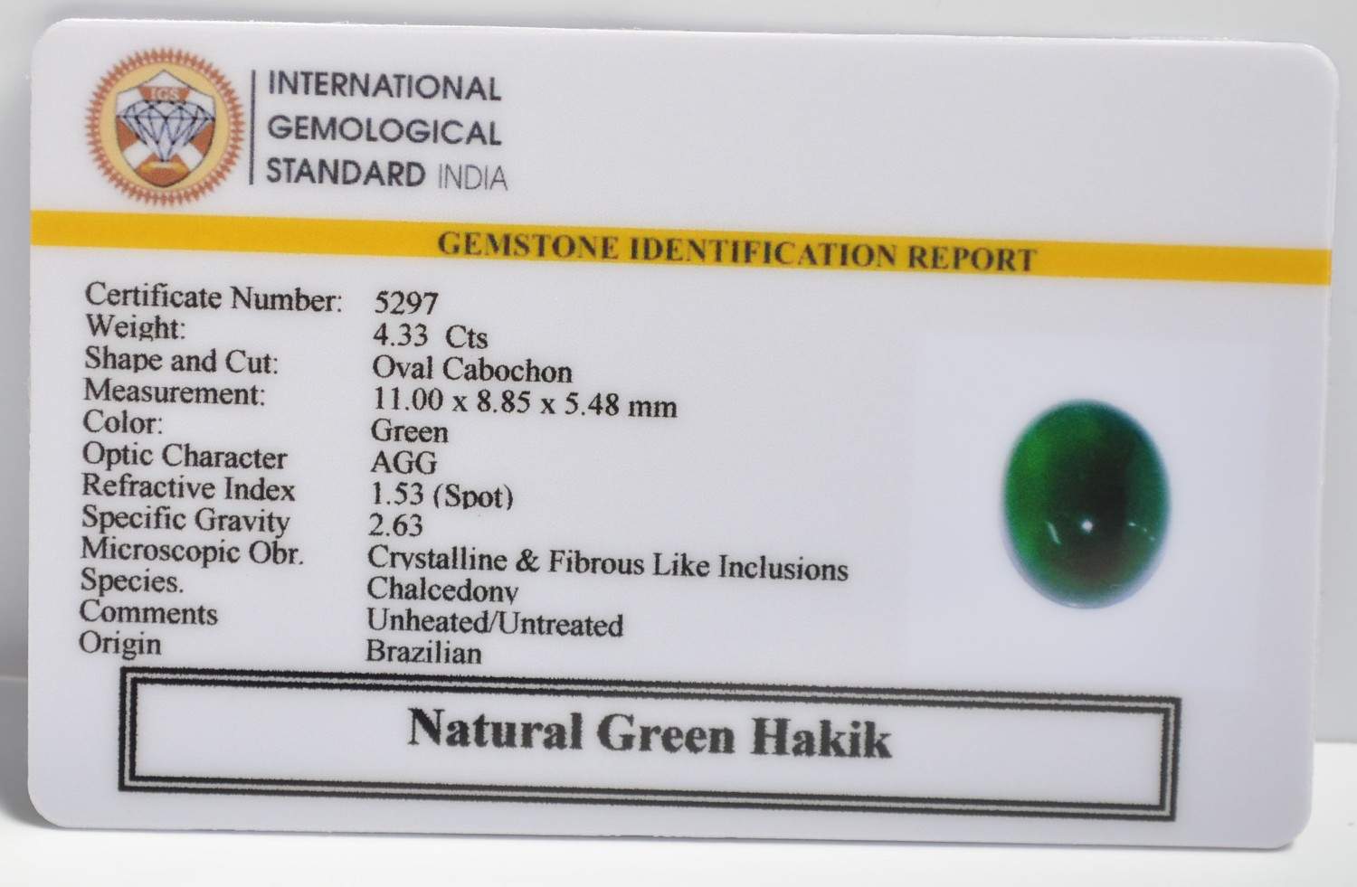 GHK27 2 1 GREEN HAKIK 4.33 Ct.