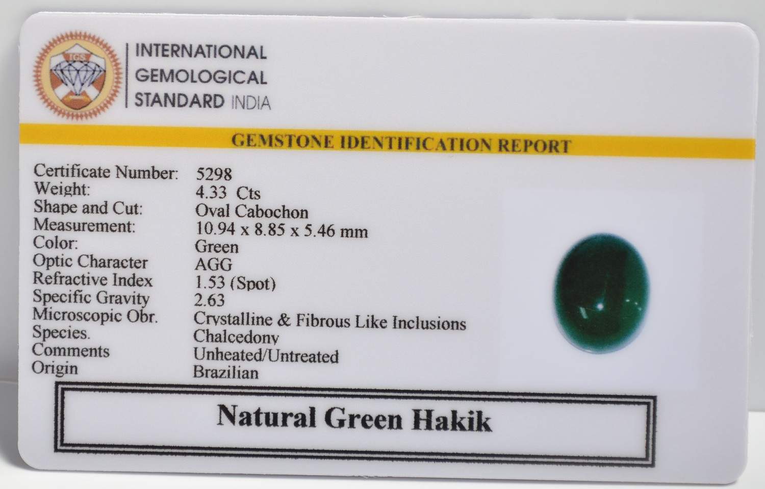 GHK28 2 1 GREEN HAKIK 4.33 Ct.