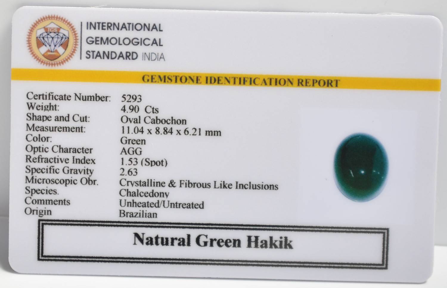 GHKG12 2 1 GREEN HAKIK 4.9 Ct.