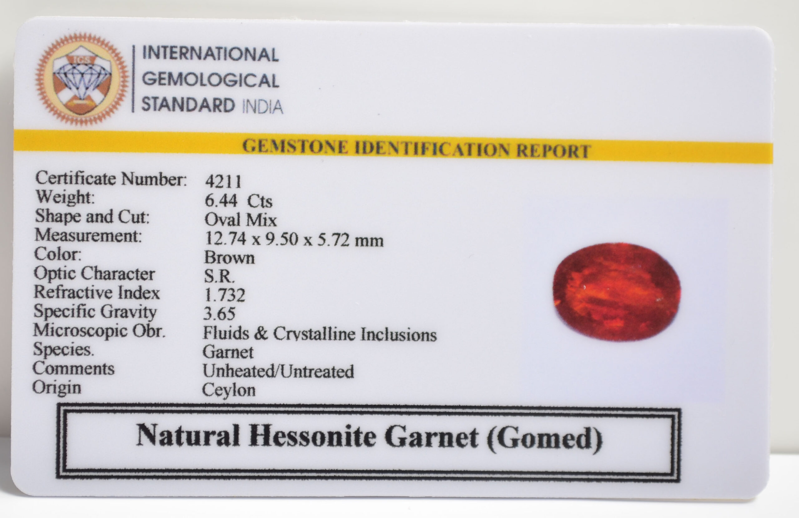 GMD7146 2 1 scaled HESSONITE GOMED 6.44 Ct.