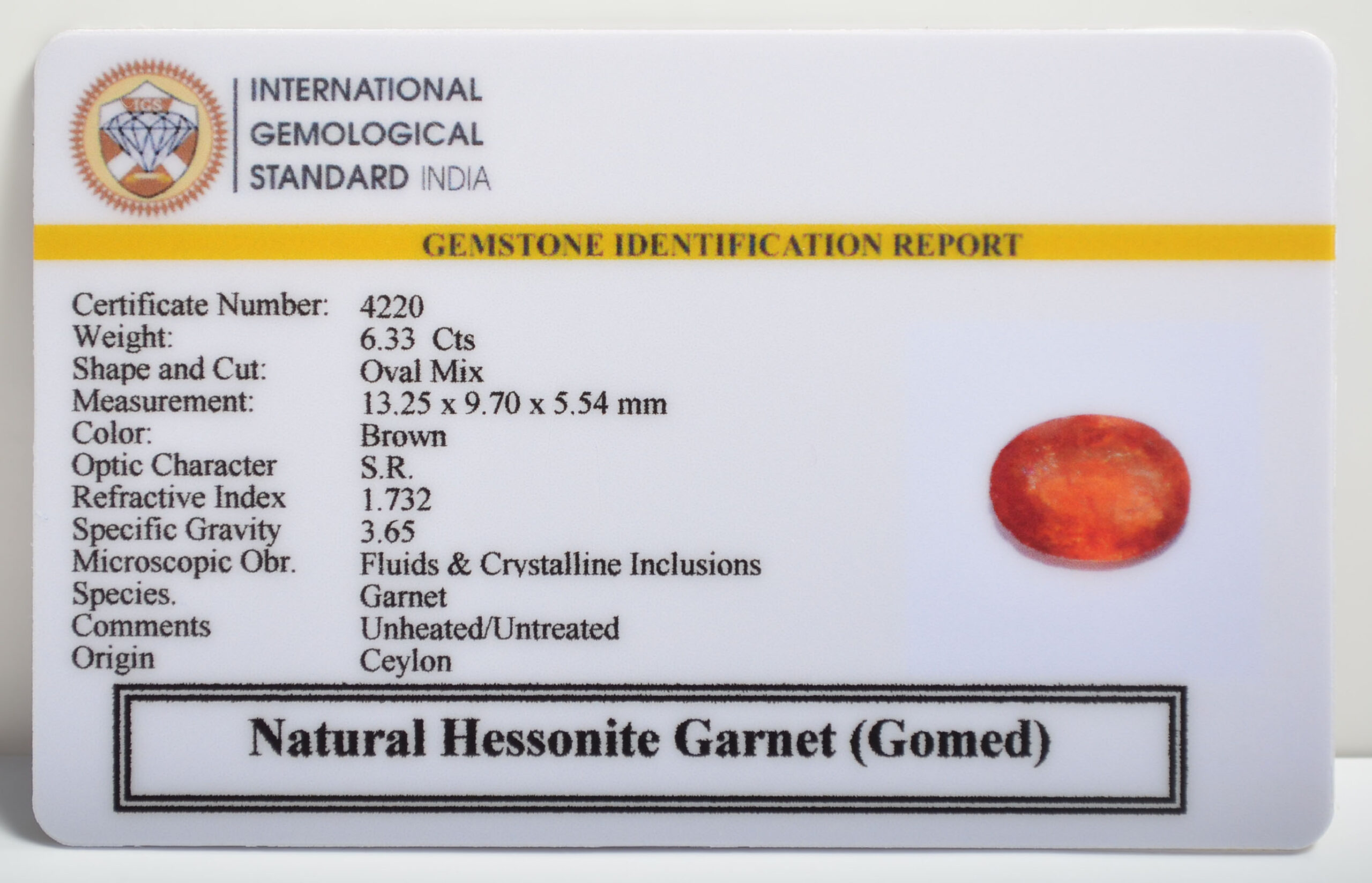 GMD7154 2 1 scaled HESSONITE GOMED 6.33 Ct.
