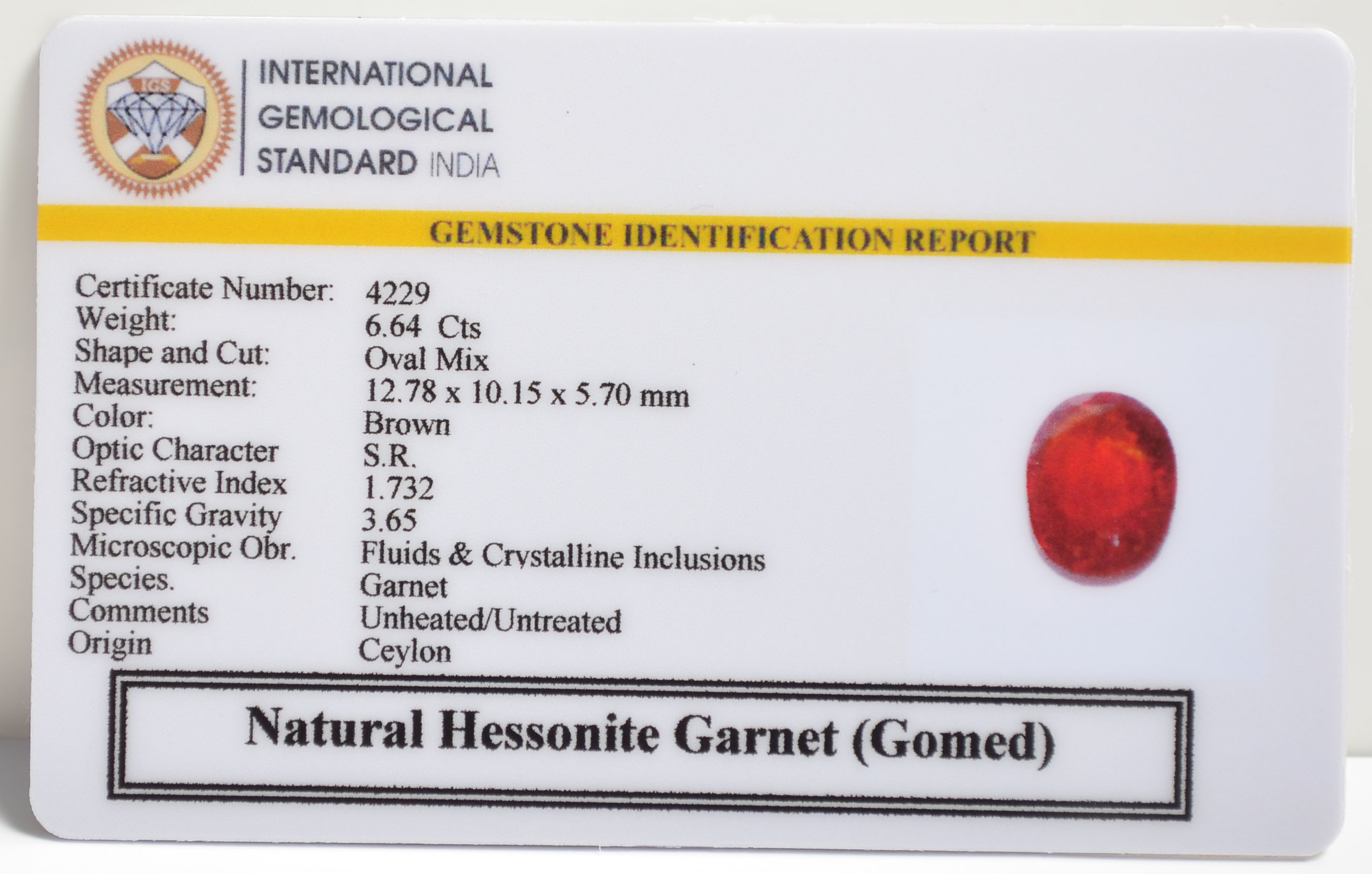 GMD7161 2 1 HESSONITE GOMED 6.64 Ct.