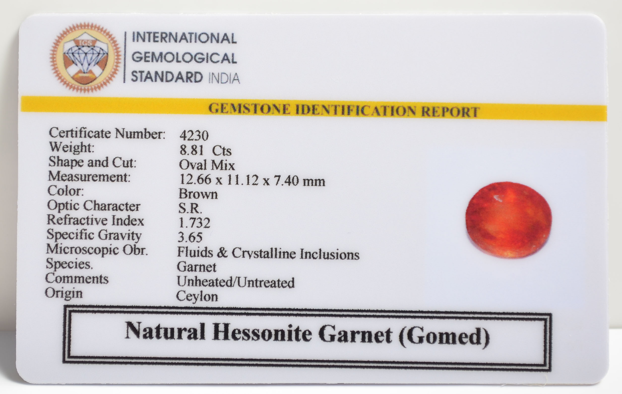 GMD7162 2 1 HESSONITE GOMED 8.81 Ct.