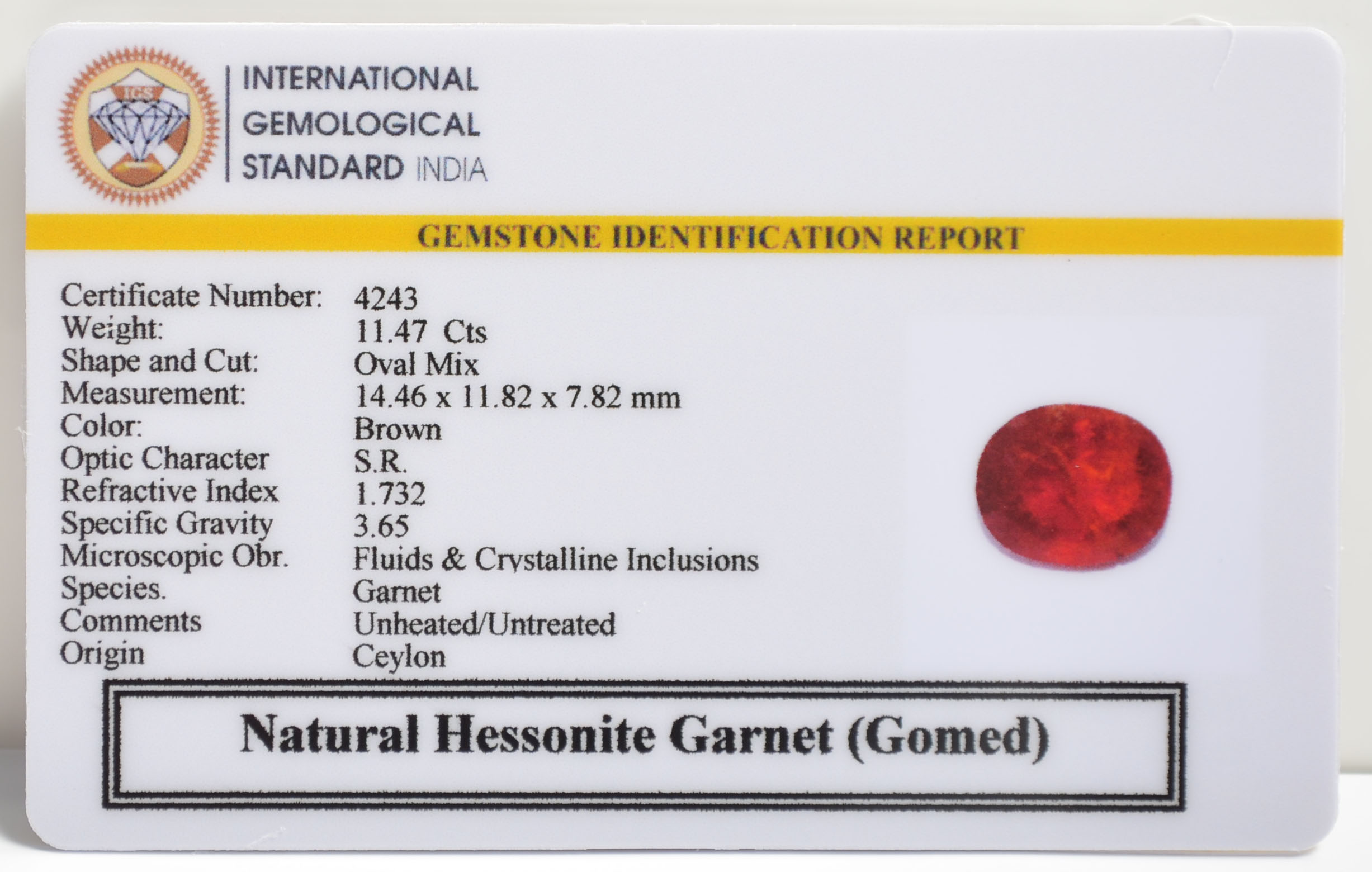 GMD7171 2 1 HESSONITE GOMED 11.47 Ct.