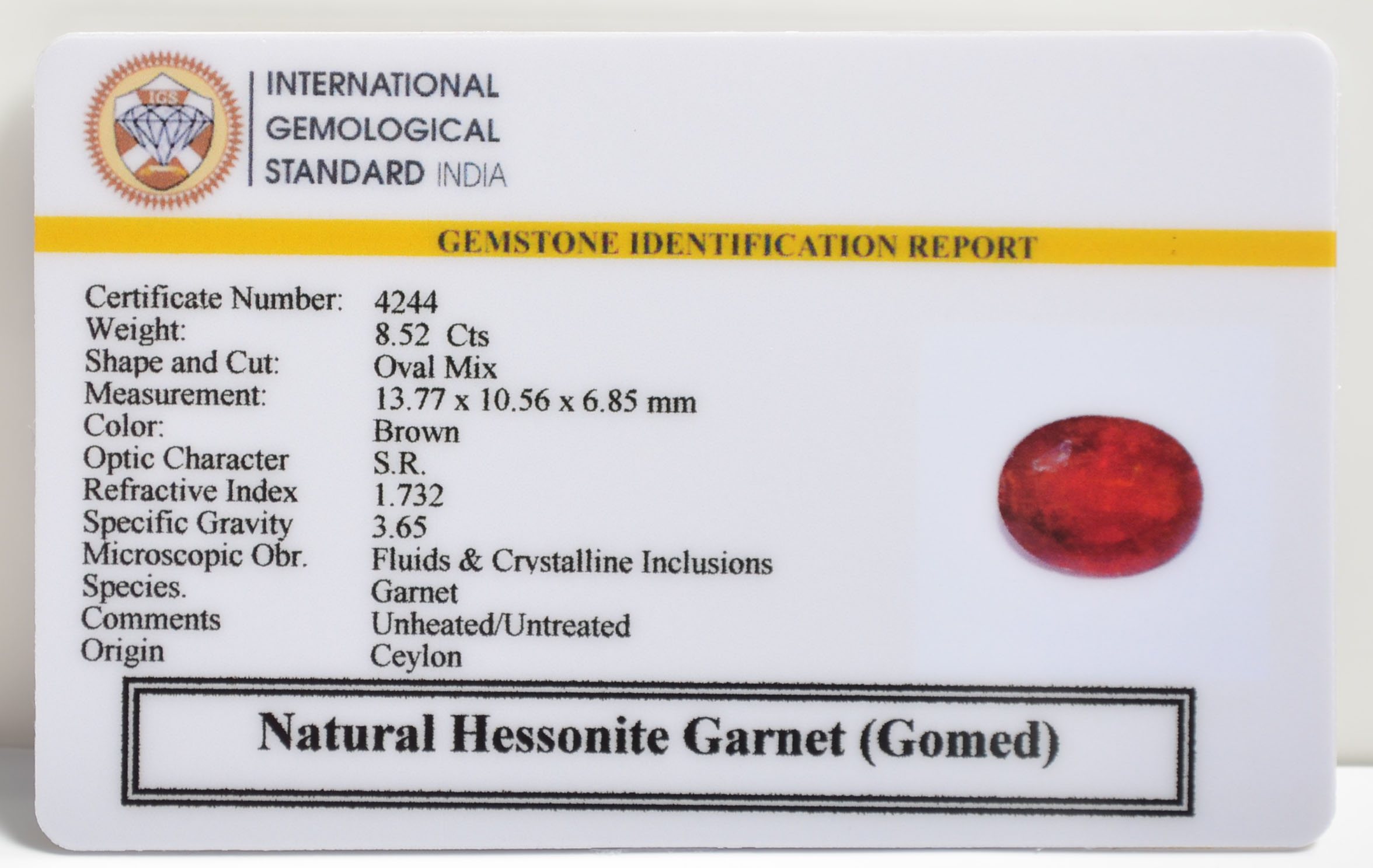 GMD7172 2 1 HESSONITE GOMED 8.52 Ct.