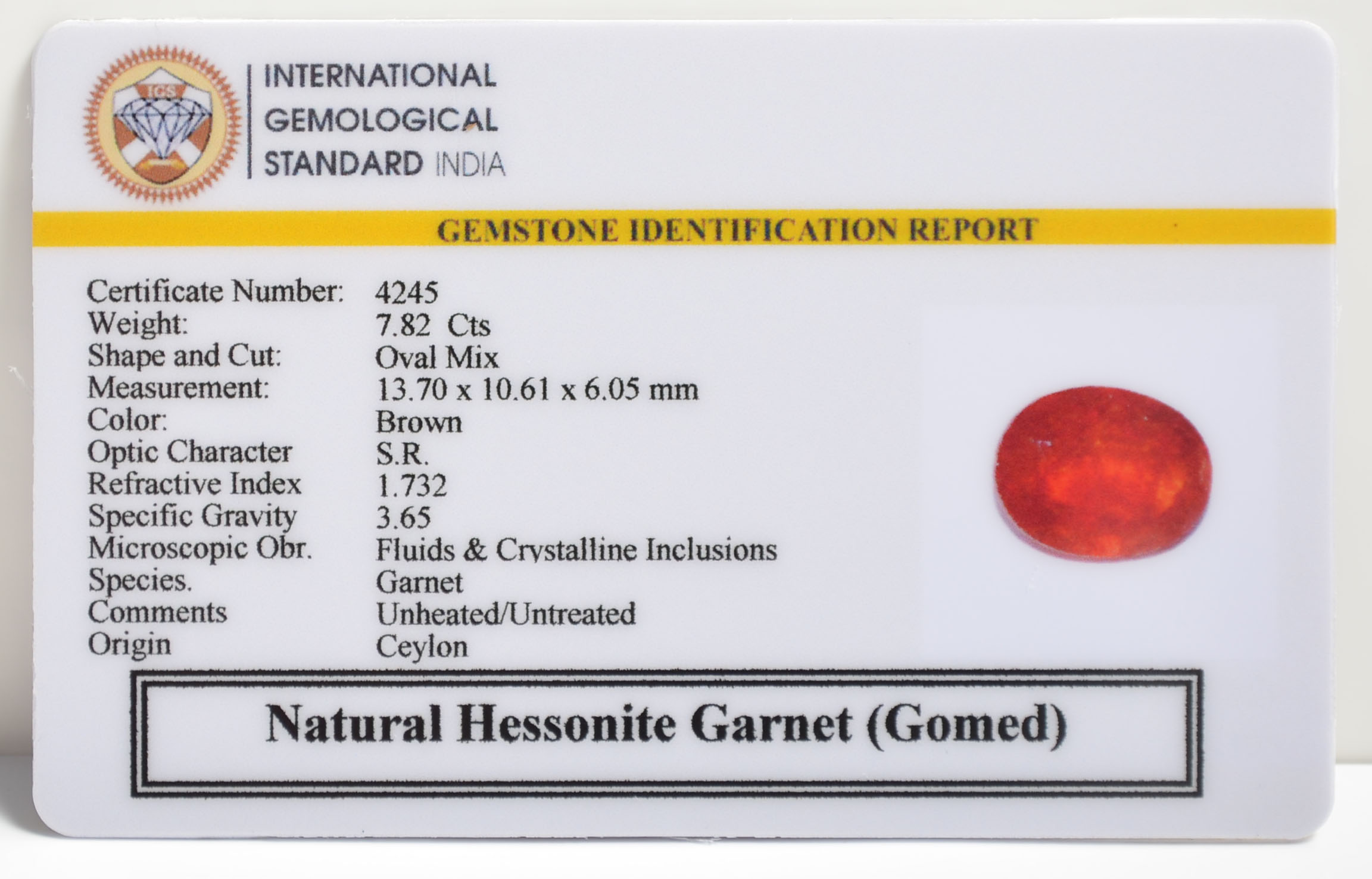 GMD7173 2 1 HESSONITE GOMED 7.82 Ct.
