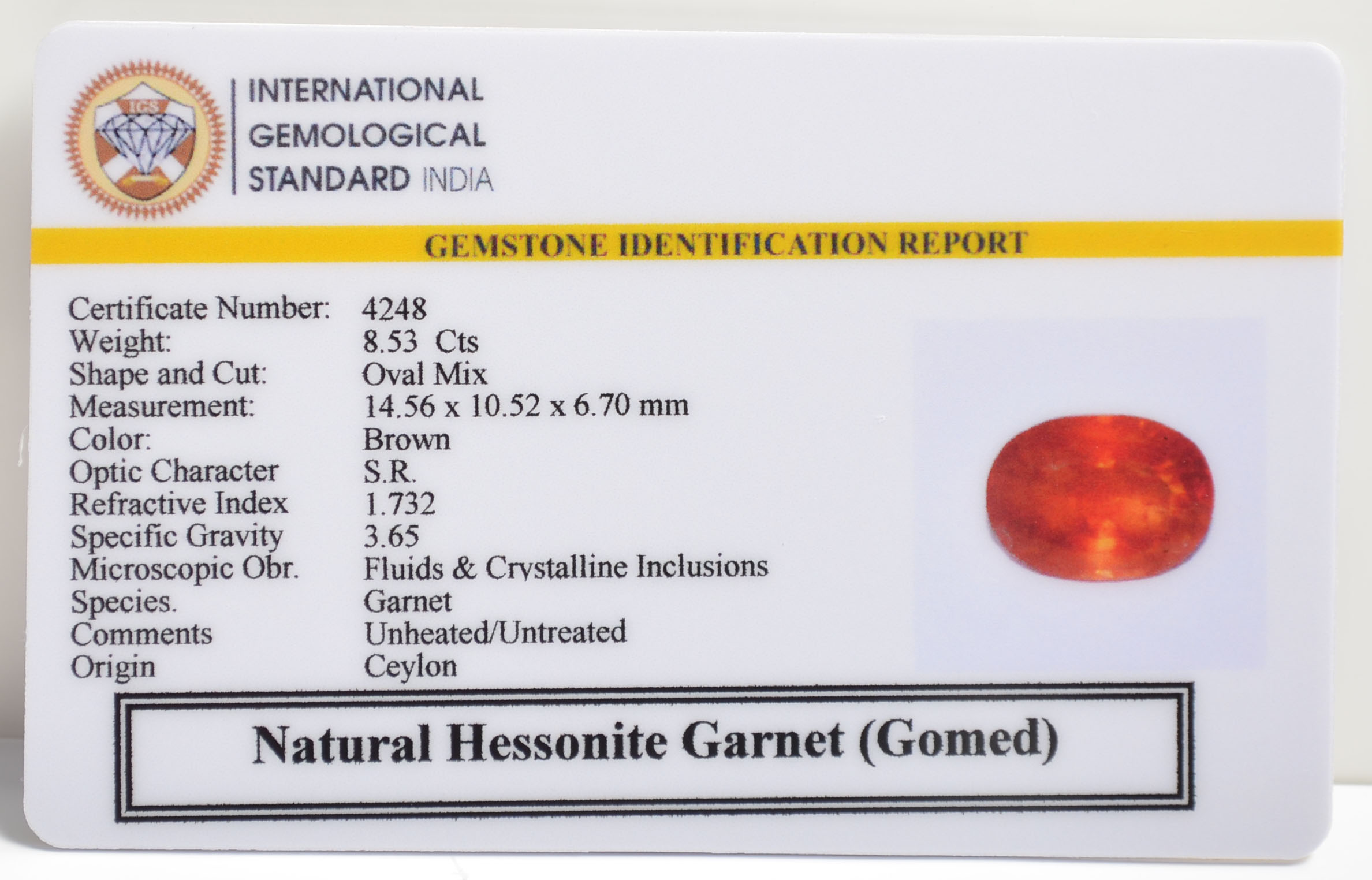 GMD7176 2 1 HESSONITE GOMED 8.53 Ct.
