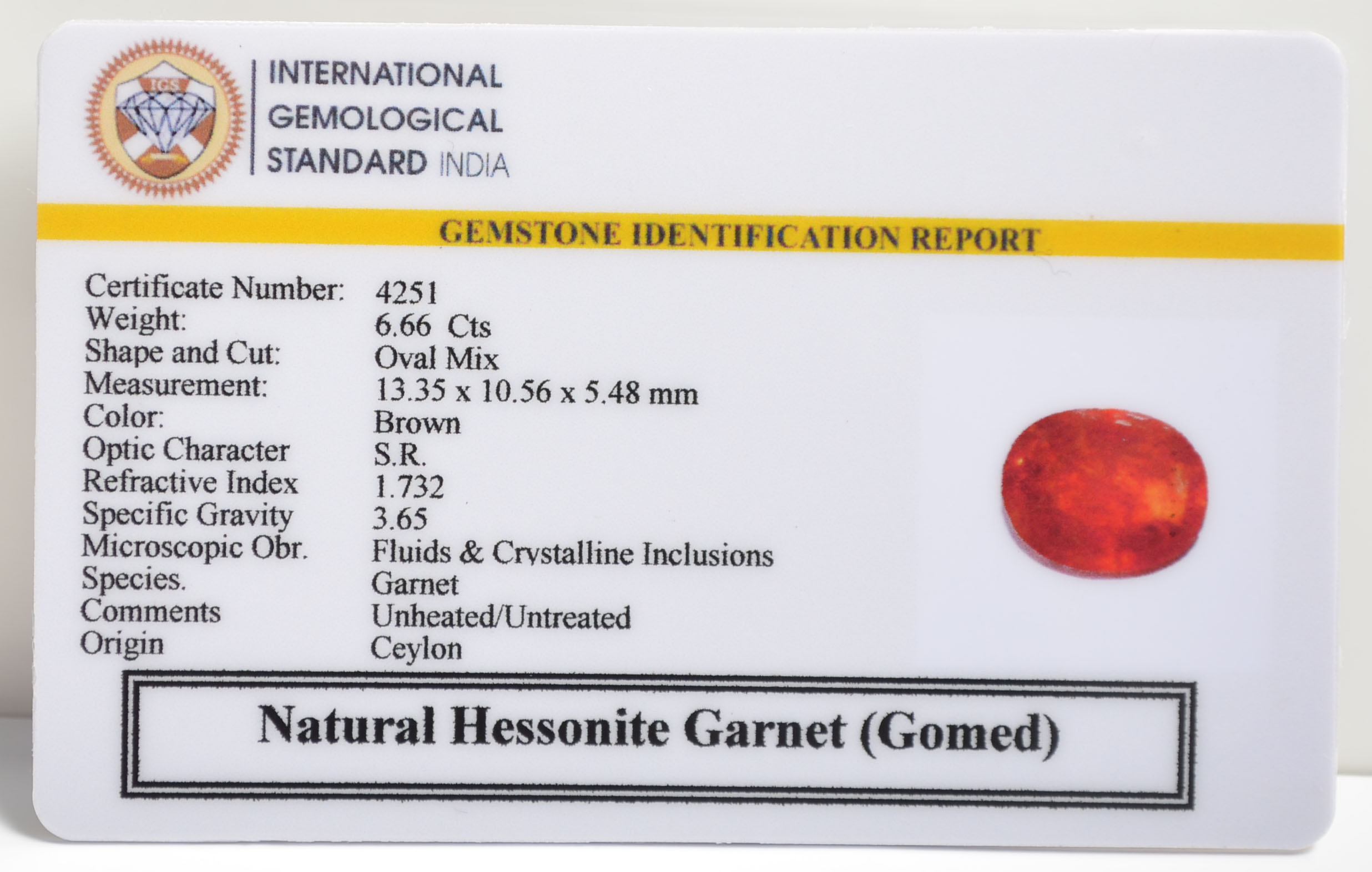 GMD7178 2 1 HESSONITE GOMED 6.66 Ct.