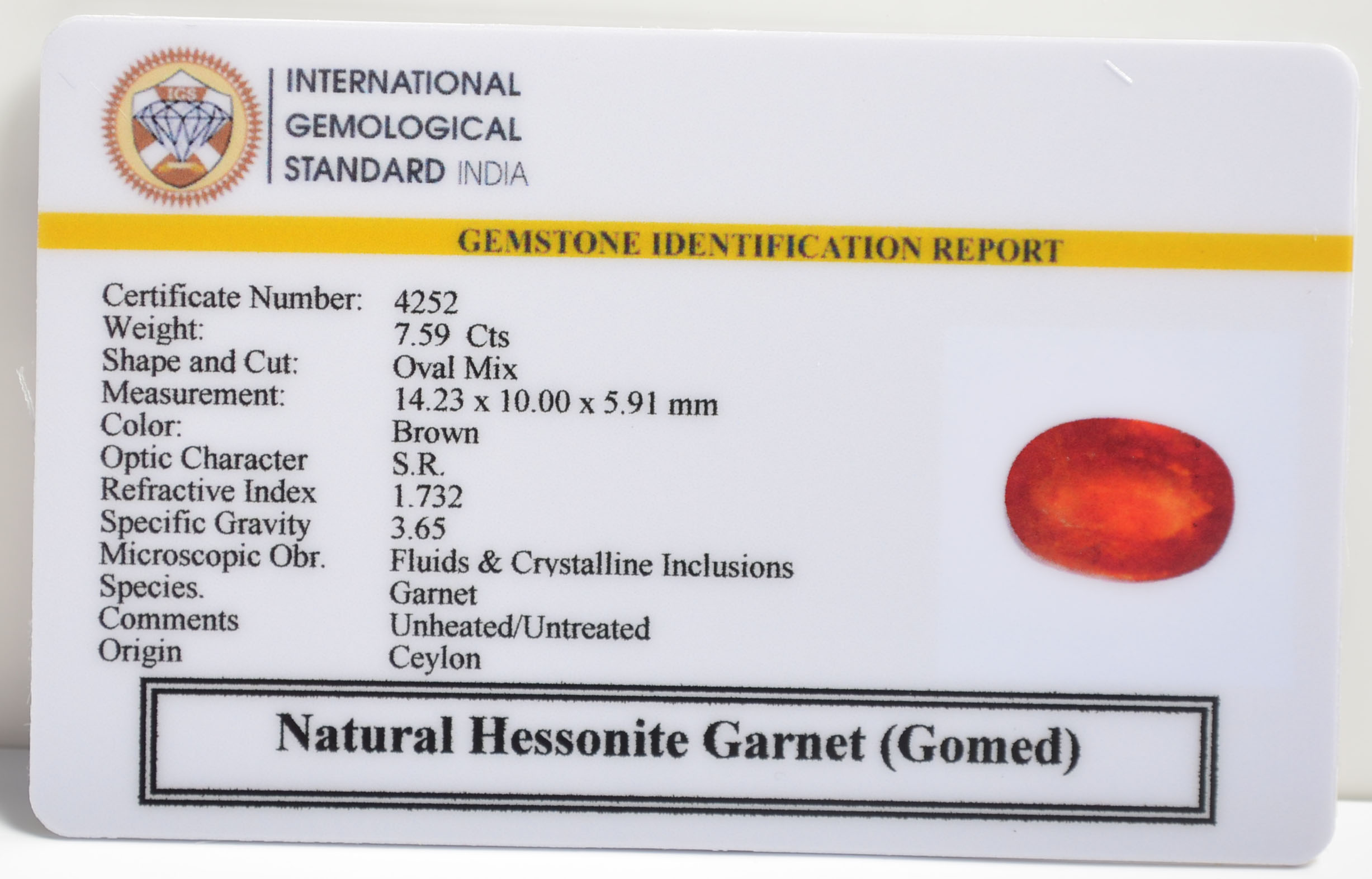 GMD7179 2 1 HESSONITE GOMED 7.59 Ct.