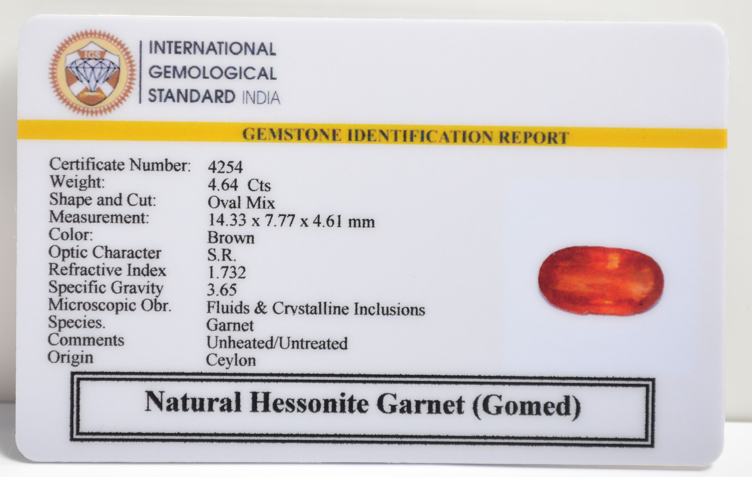 GMD7181 2 1 HESSONITE GOMED 4.64 Ct.