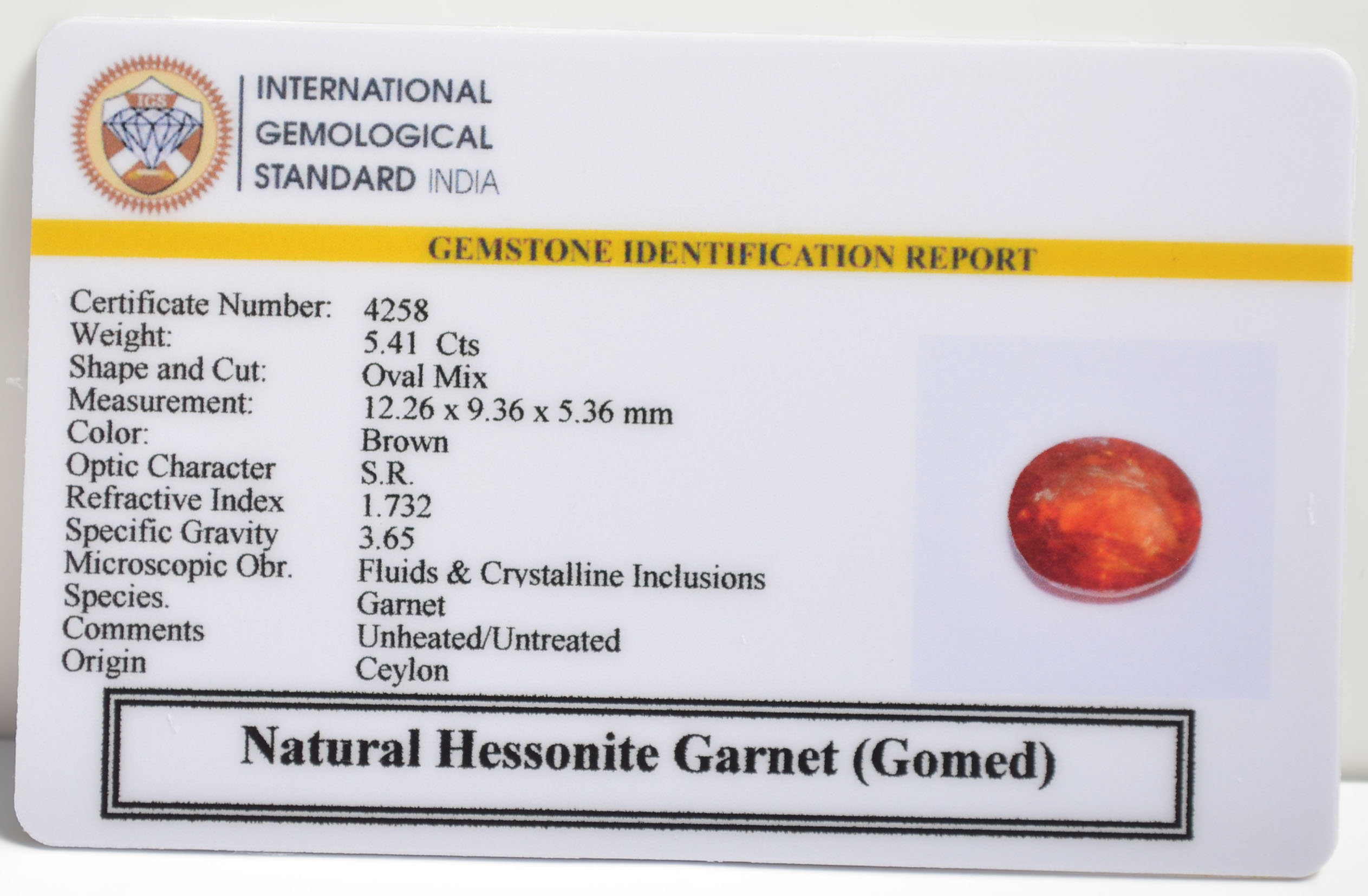 GMD7184 2 1 HESSONITE GOMED 5.41 Ct.