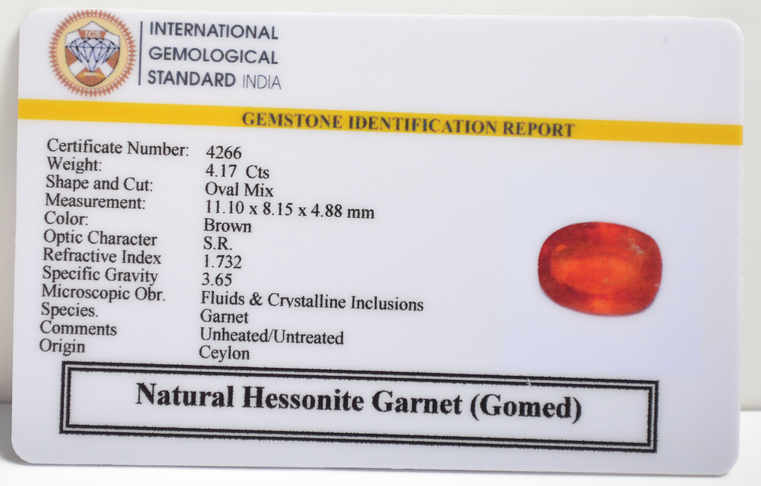 GMD7190 2 1 scaled HESSONITE GOMED 4.17 Ct.