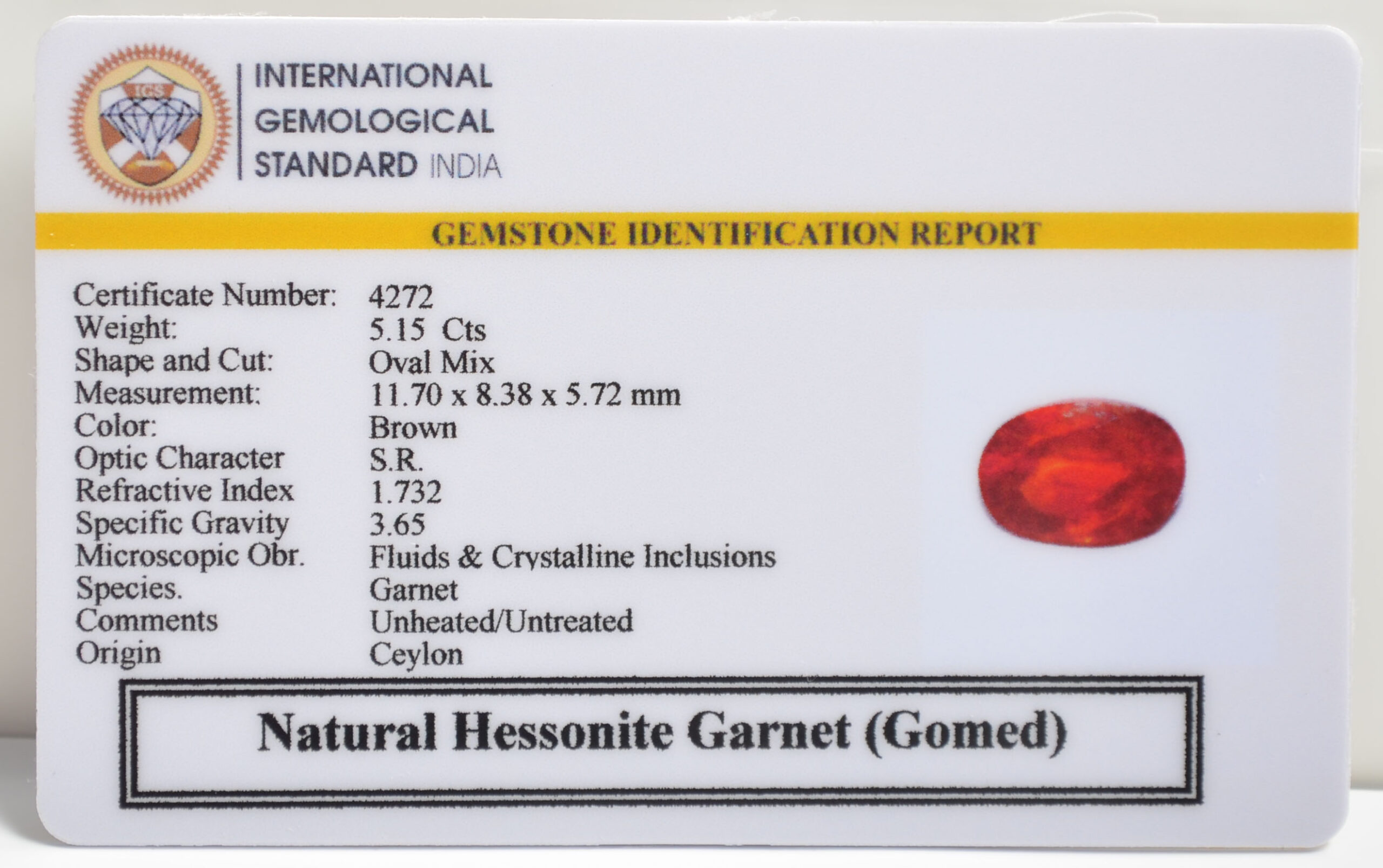 GMD7195 2 1 scaled HESSONITE GOMED 5.15 Ct.