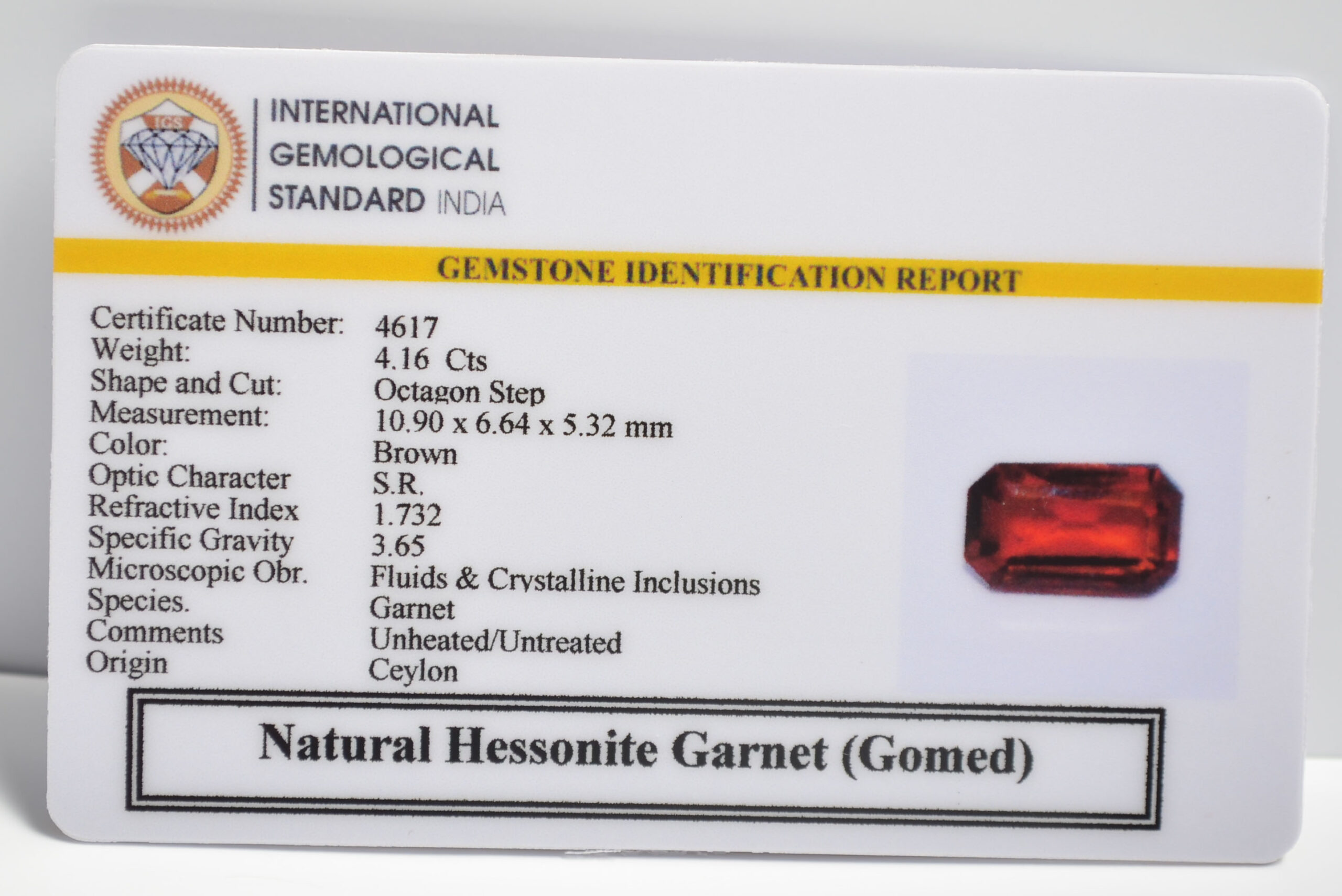 GMD7247 2 1 scaled HESSONITE GOMED 4.16 Ct.