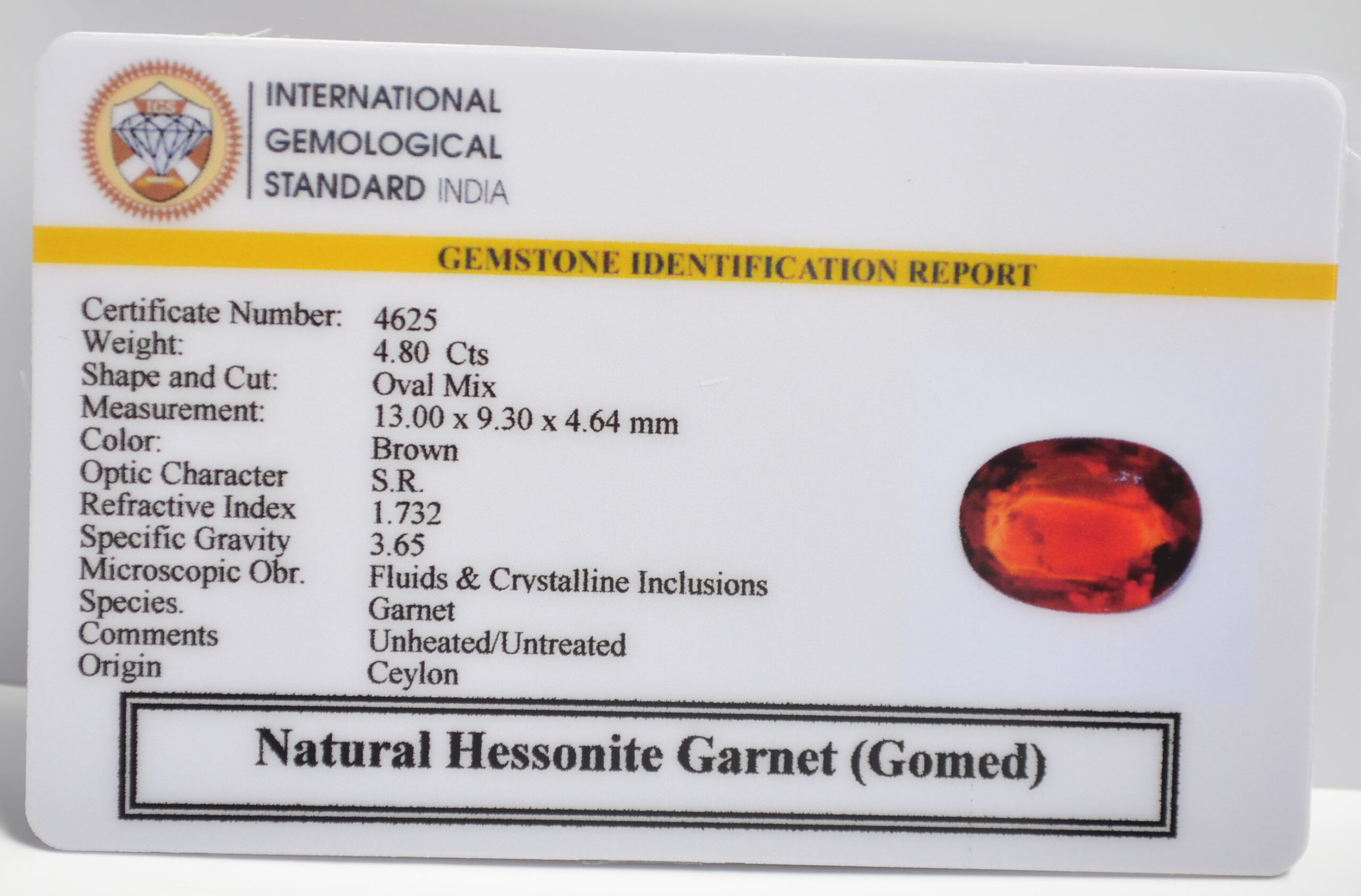 GMD7254 2 1 scaled HESSONITE GOMED 4.8 Ct.