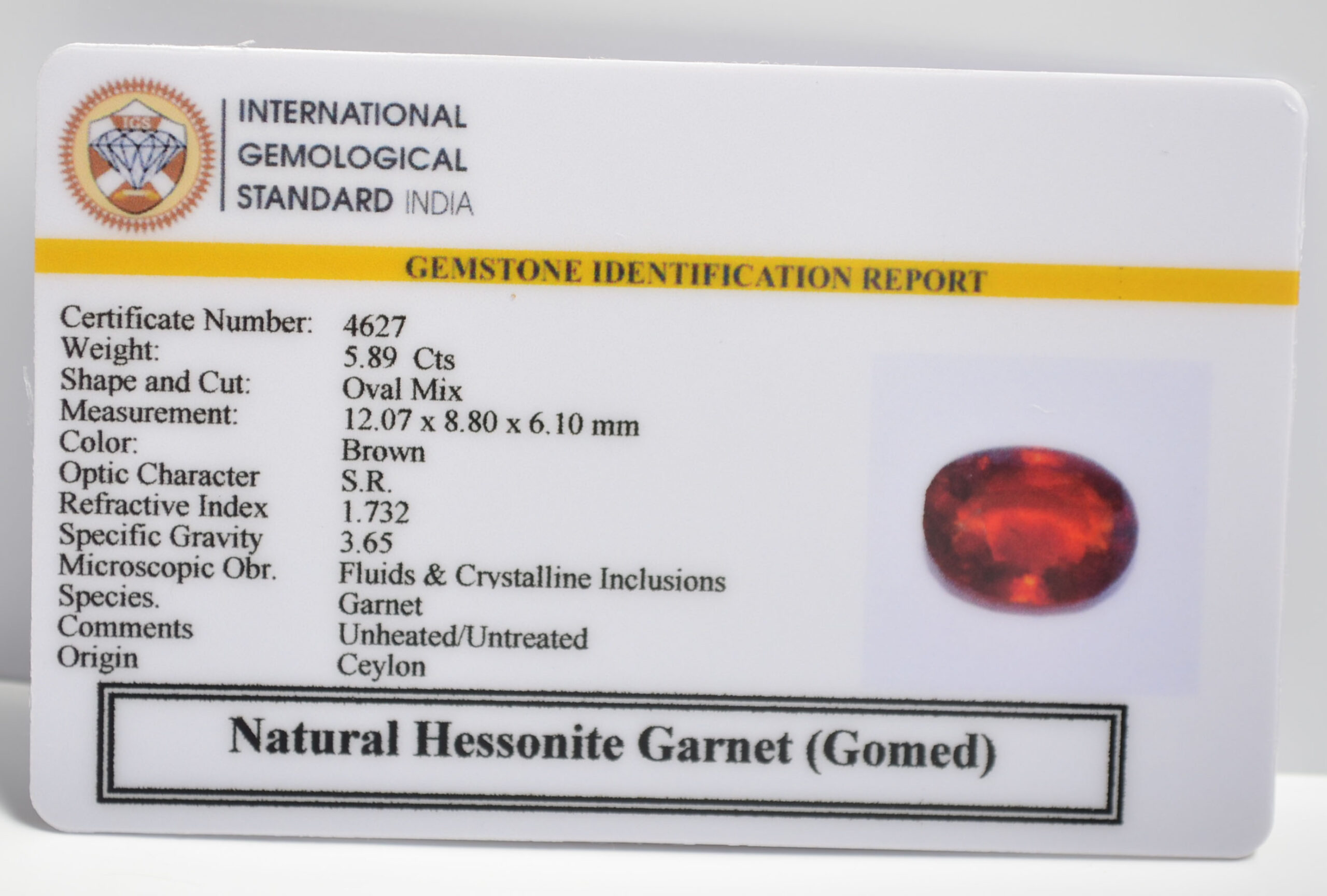 GMD7255 2 1 scaled HESSONITE GOMED 5.89 Ct.