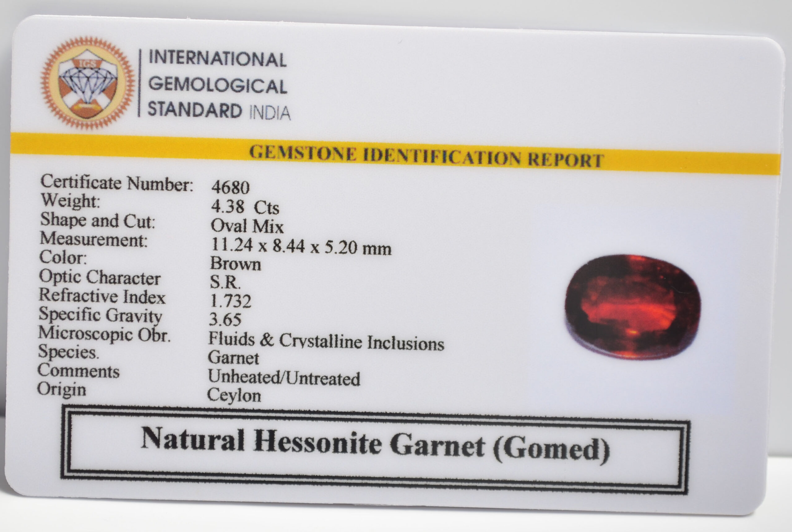 GMD7276 2 2 scaled HESSONITE GOMED 4.38 Ct.