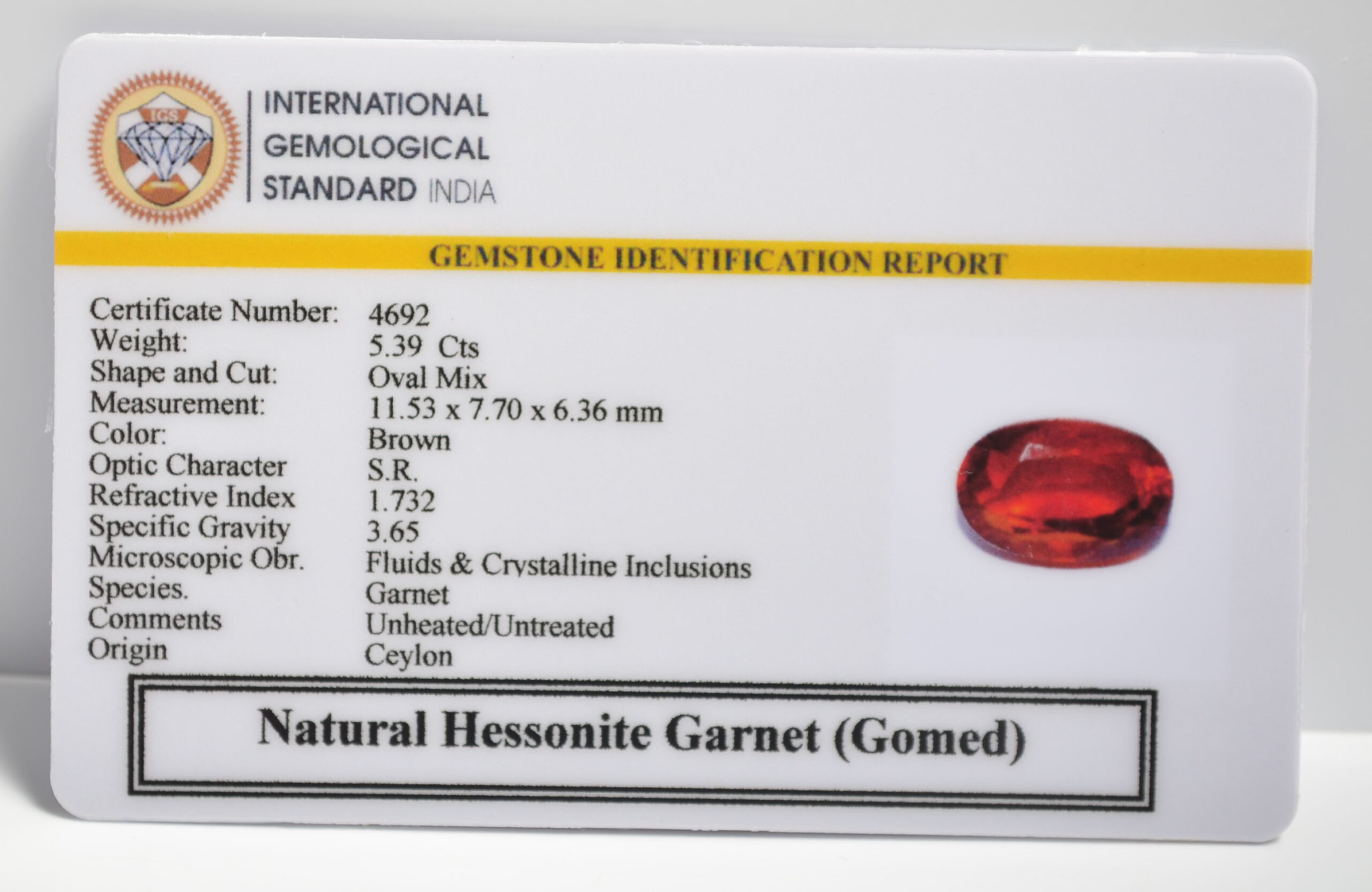 GMD7287 2 1 scaled HESSONITE GOMED 5.39 Ct.
