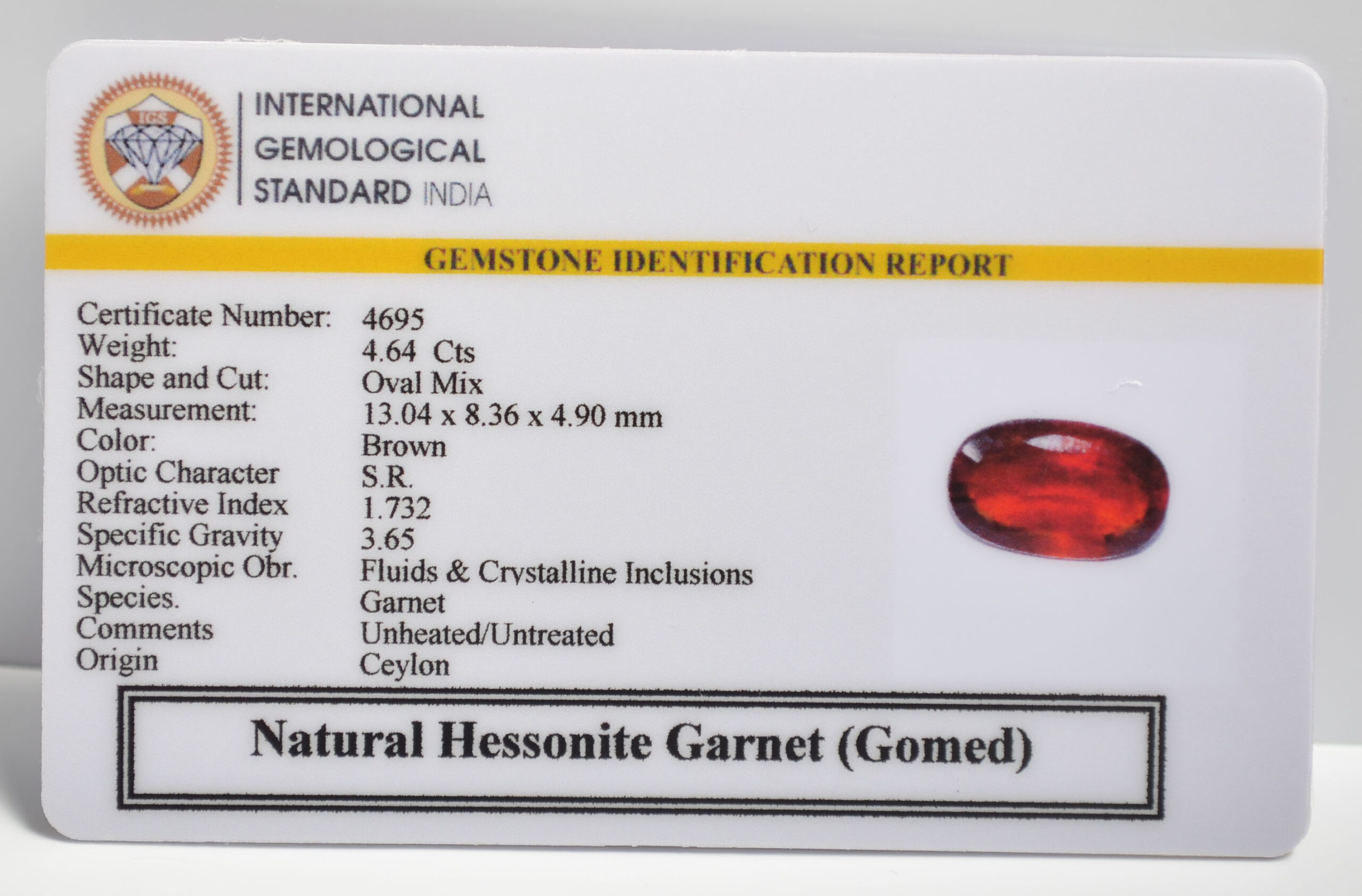 GMD7290 2 1 scaled HESSONITE GOMED 4.64 Ct.