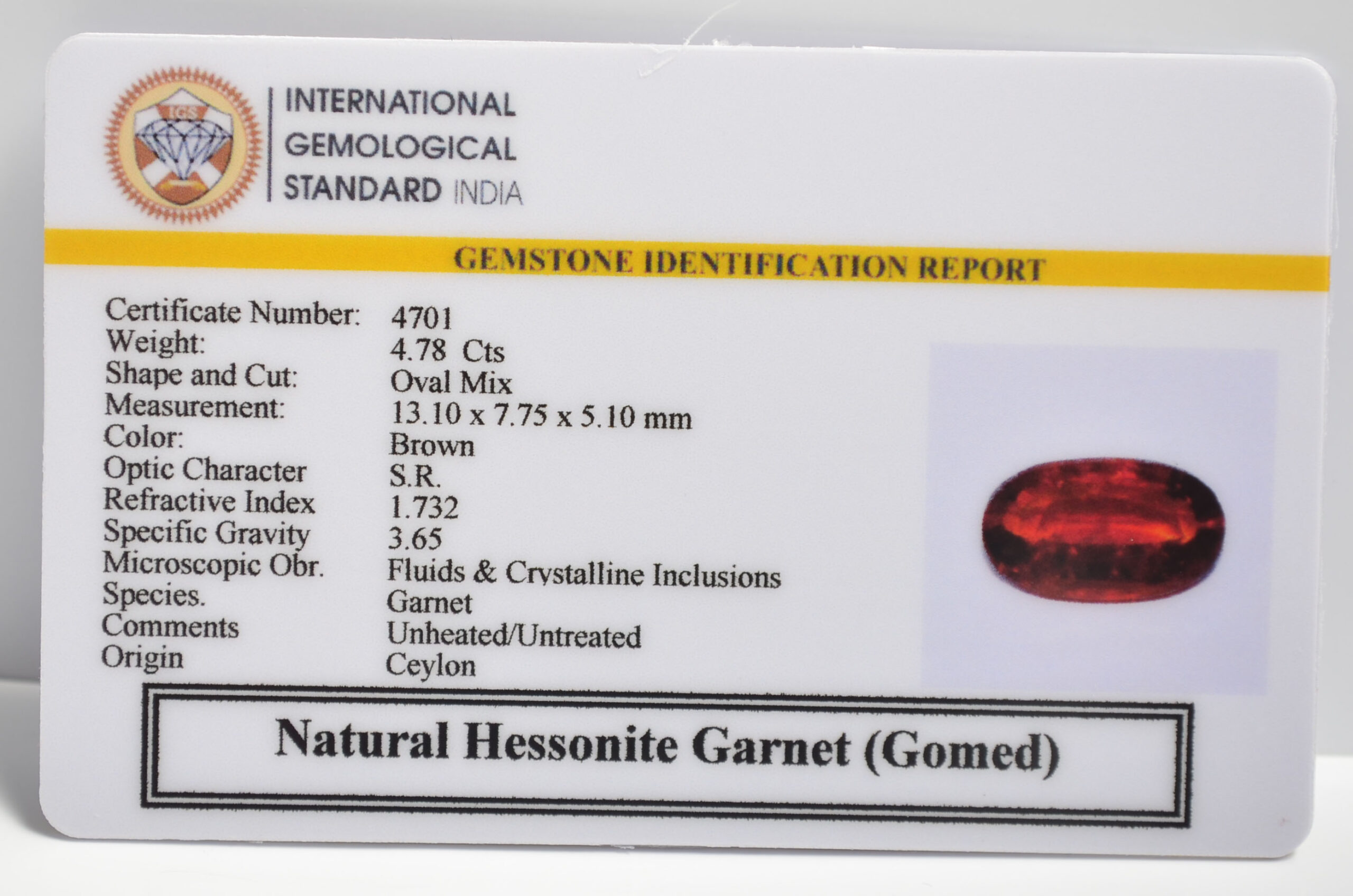 GMD7296 2 1 scaled HESSONITE GOMED 4.78 Ct.