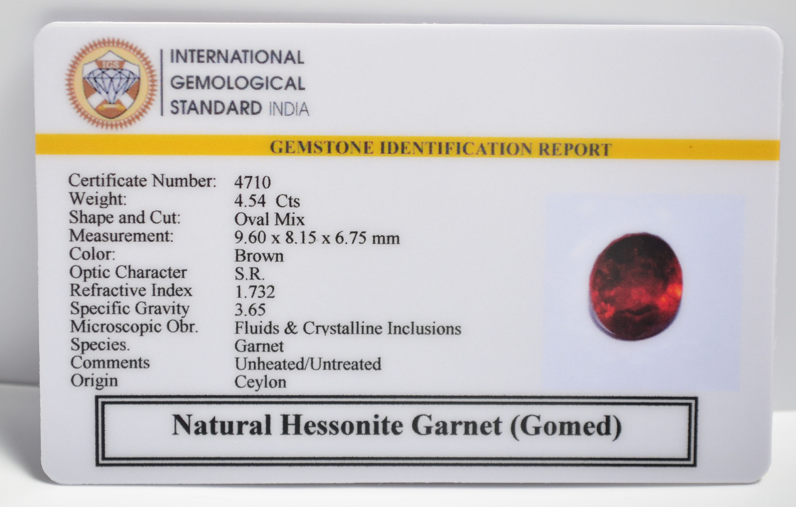 GMD7304 2 1 scaled HESSONITE GOMED 4.54 Ct.