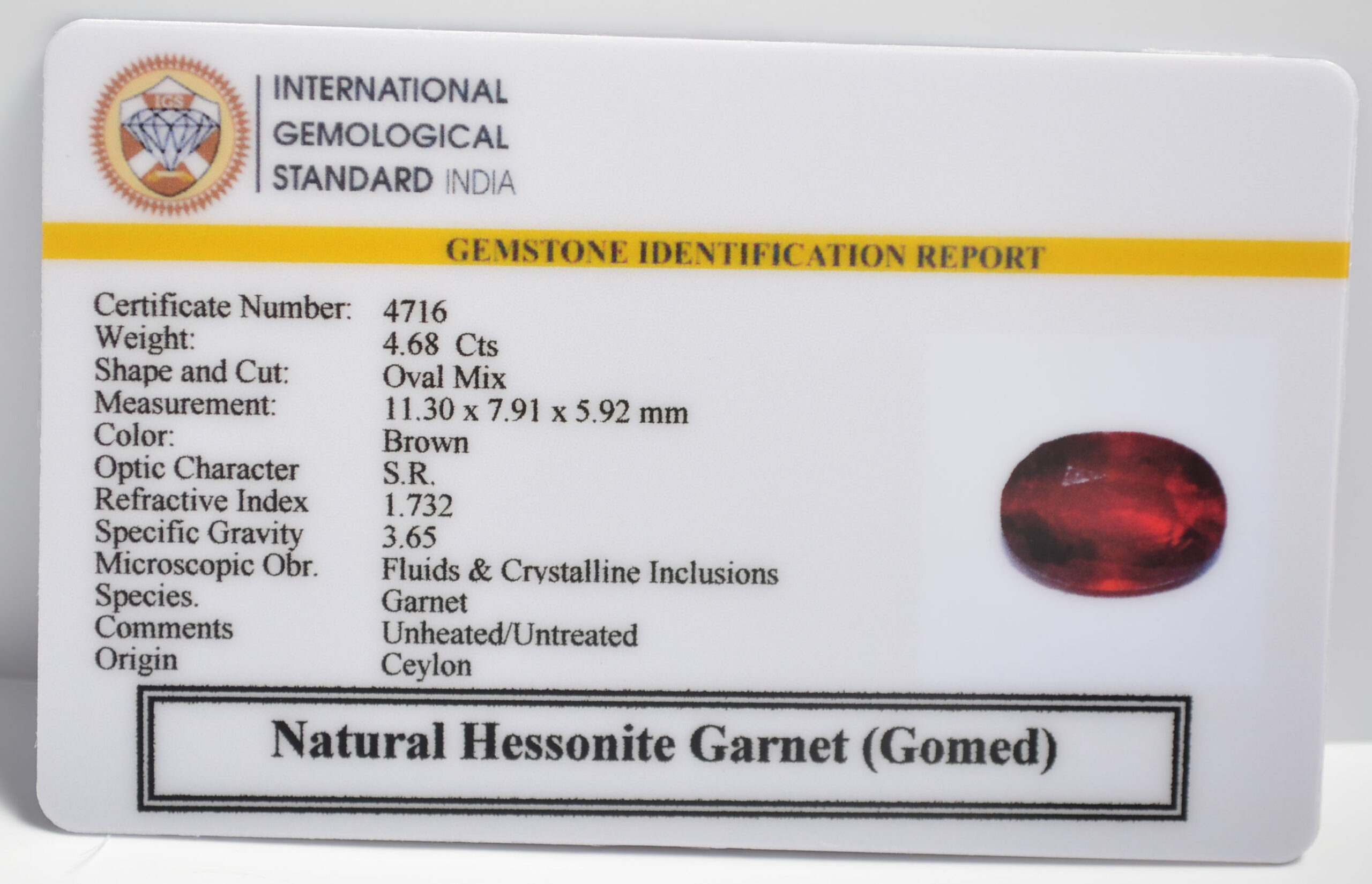 GMD7309 2 1 scaled HESSONITE GOMED 4.68 Ct.