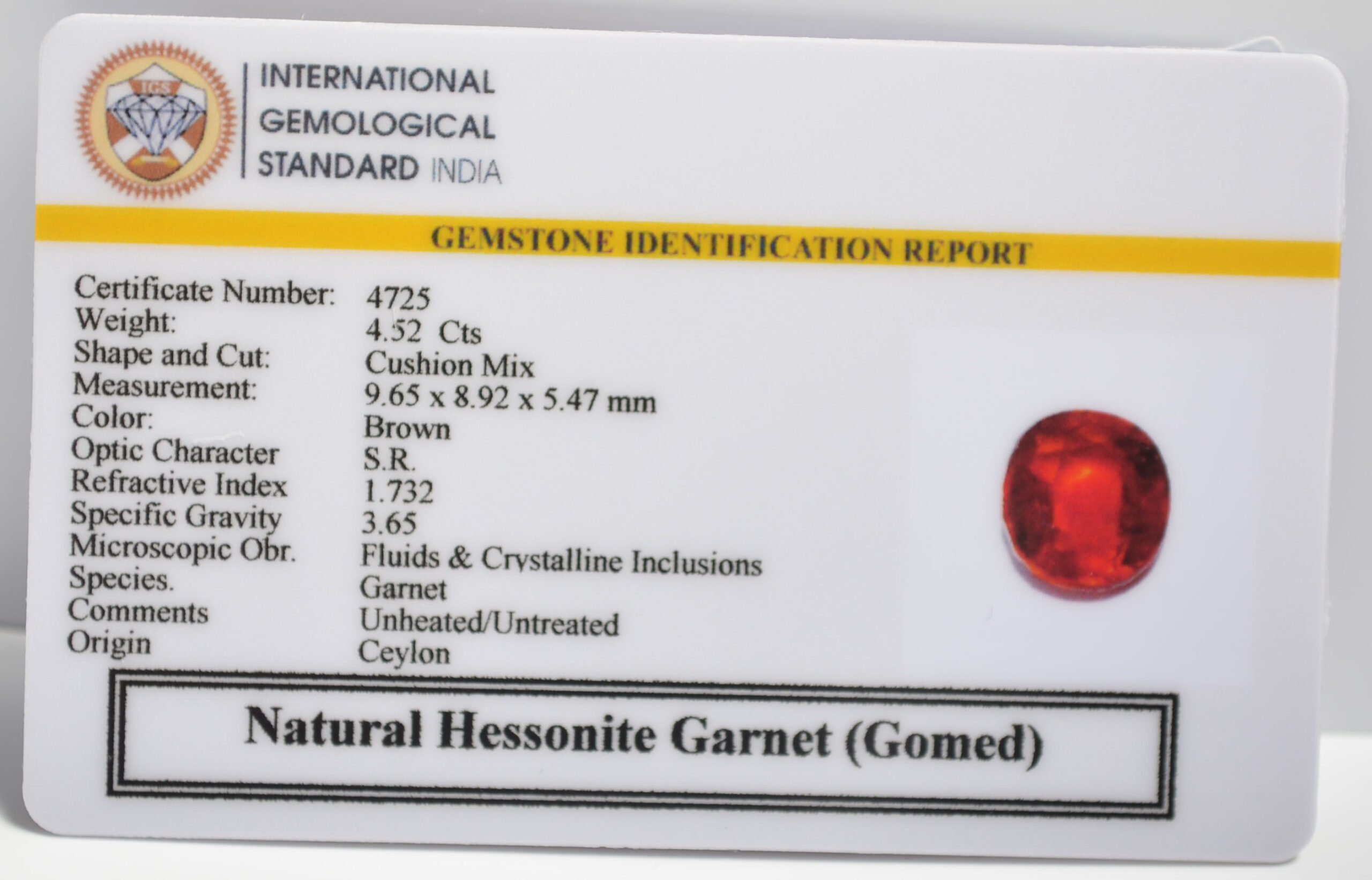 GMD7317 2 1 scaled HESSONITE GOMED 4.52 Ct.
