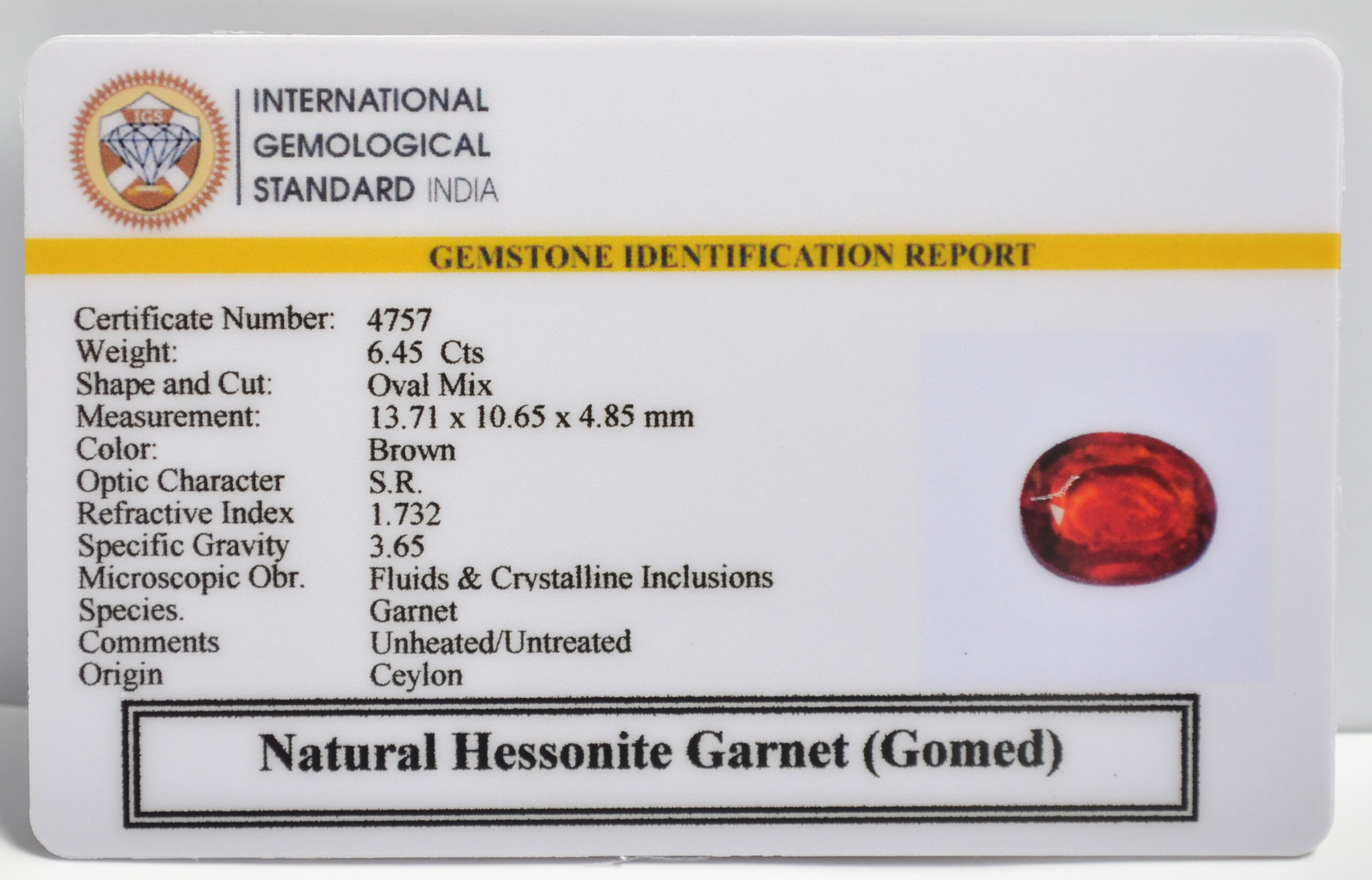 GMD7349 2 1 scaled HESSONITE GOMED 6.45 Ct.