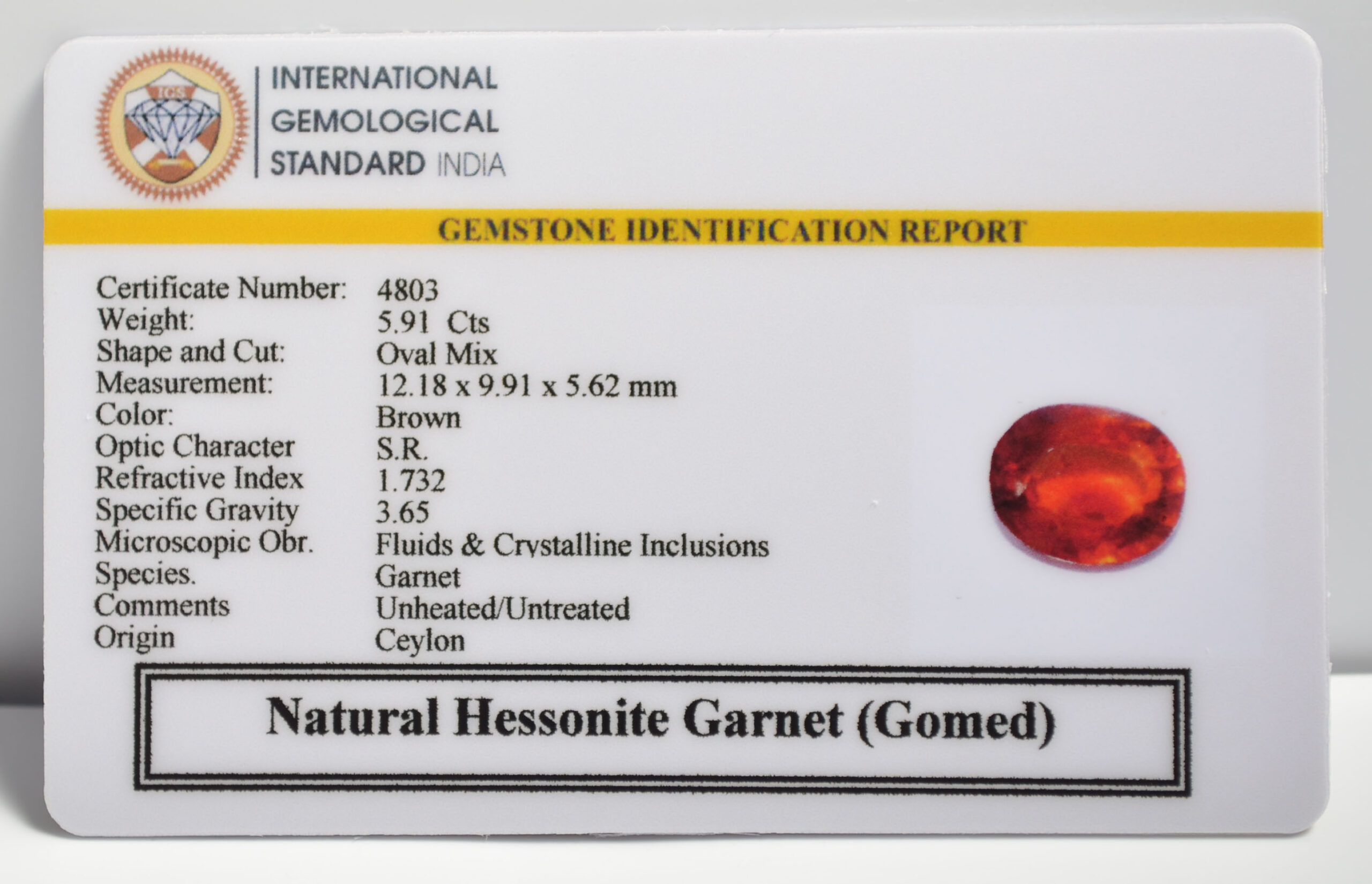 GMD7395 2 1 scaled HESSONITE GOMED 5.91 Ct.