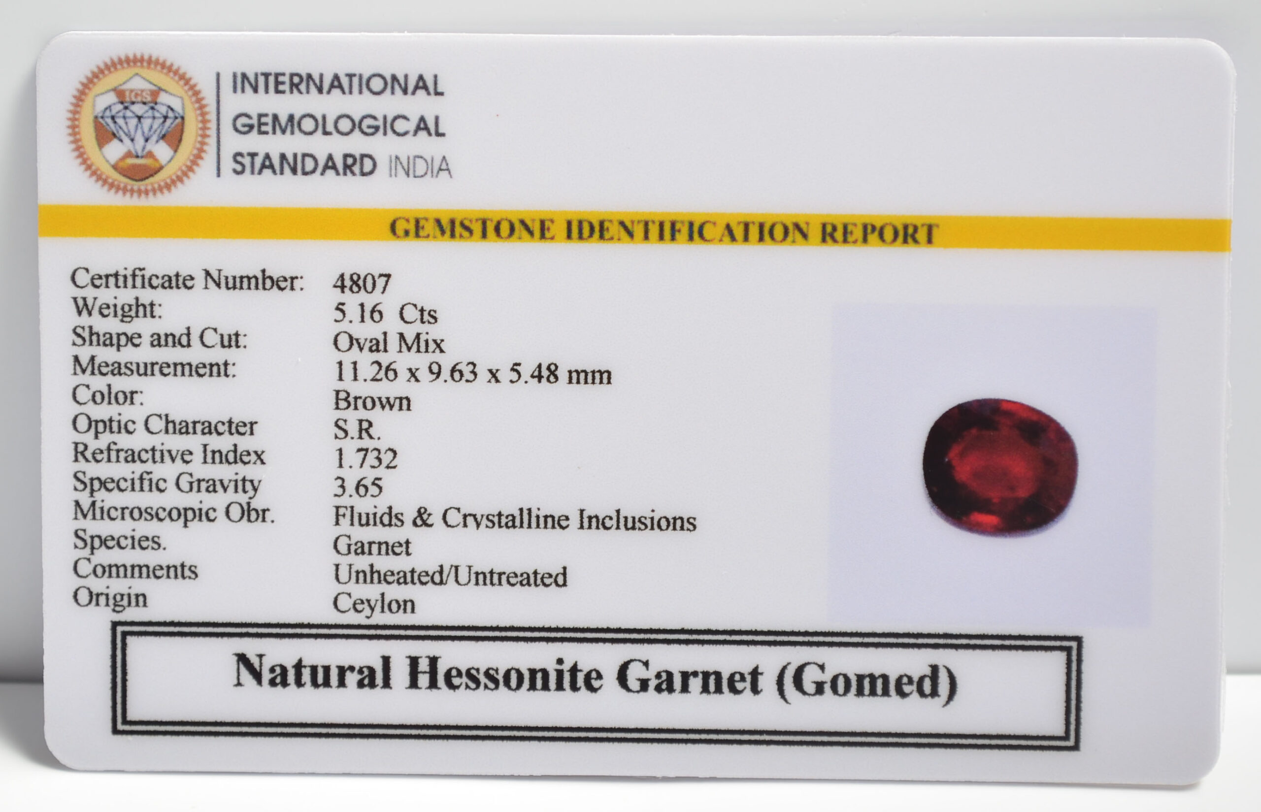 GMD7399 2 1 scaled HESSONITE GOMED 5.16 Ct.