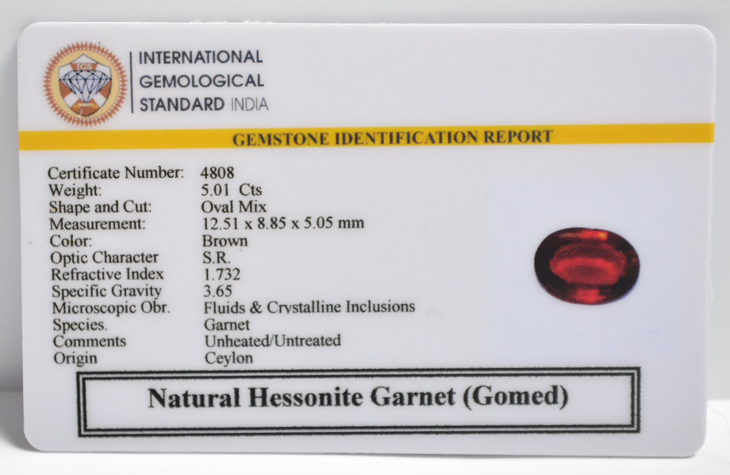 GMD7400 2 1 scaled HESSONITE GOMED 5.01 Ct.