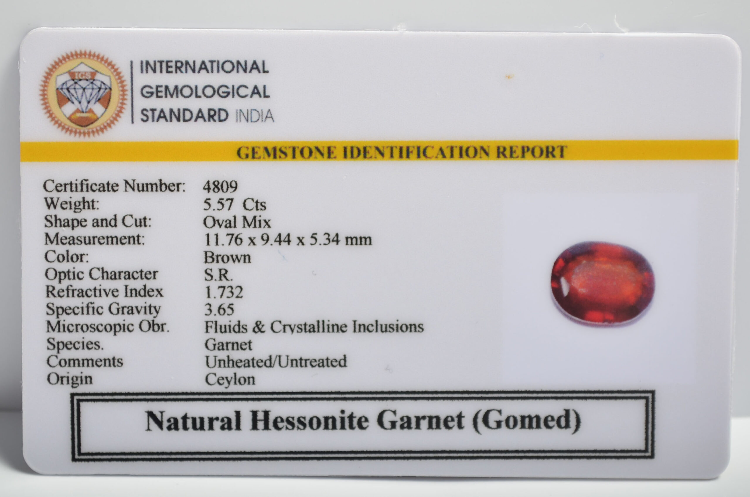 GMD7401 2 1 scaled HESSONITE GOMED 5.57 Ct.