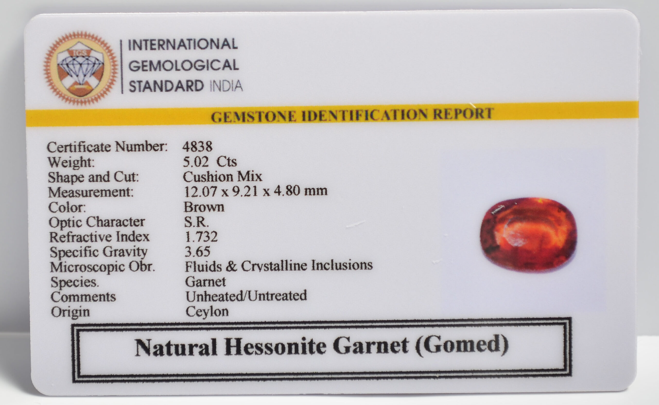 GMD7428 2 1 scaled HESSONITE GOMED 5.02 Ct.