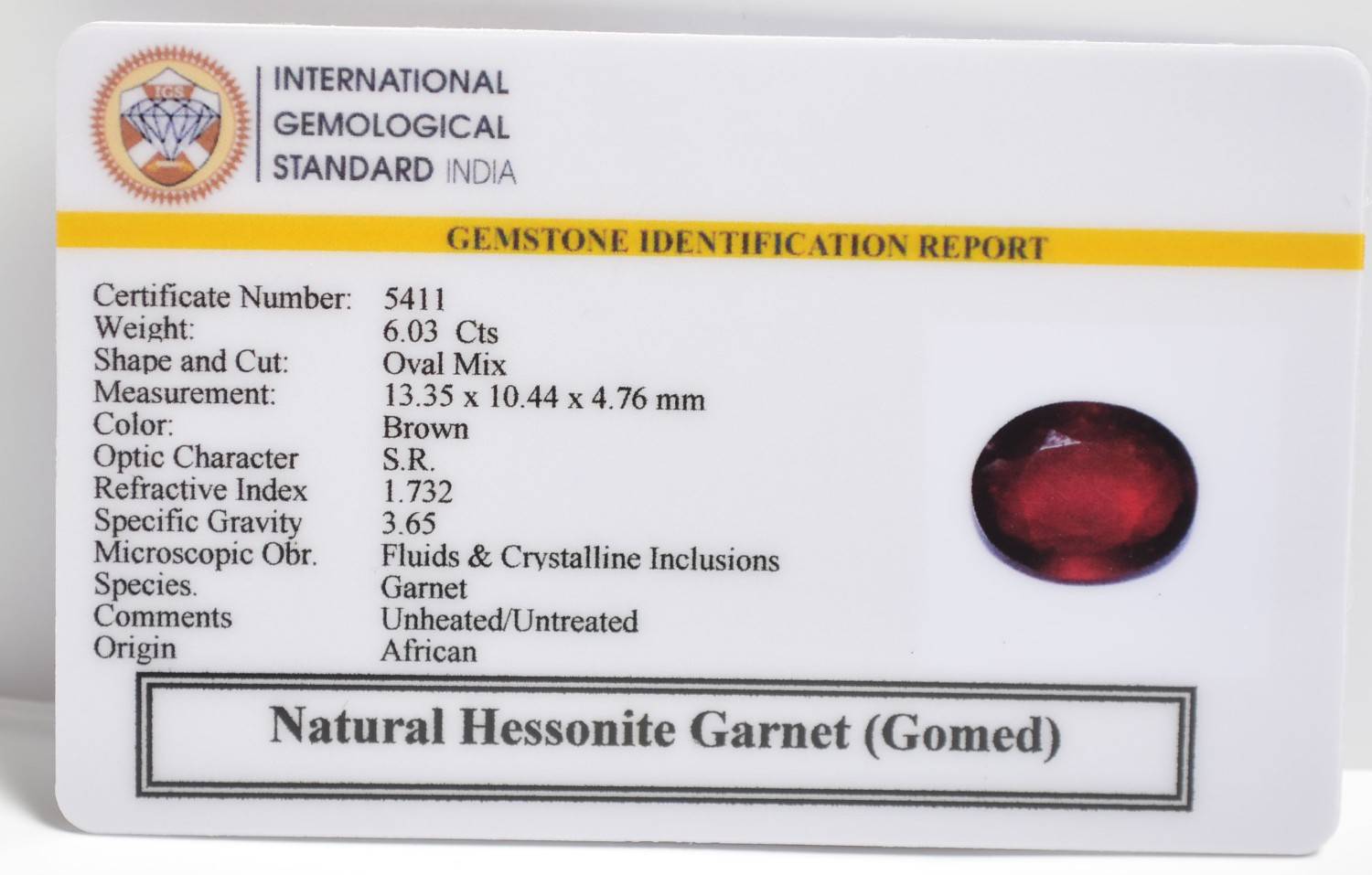 GMD7462 2 1 HESSONITE GOMED 6.03 Ct.